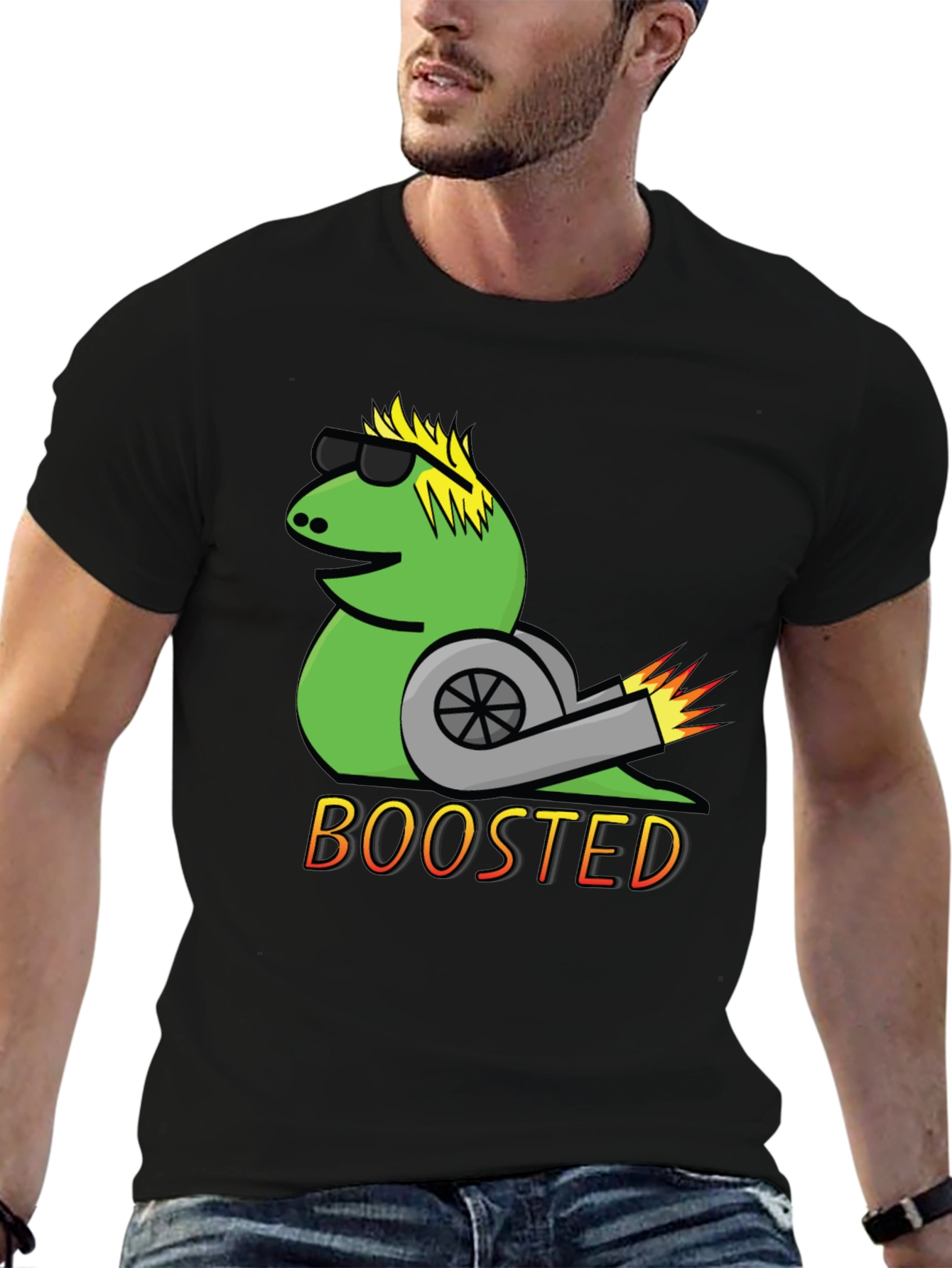 Black Boosted Snail T-Shirt - Cool Car Enthusiast Tee view 6
