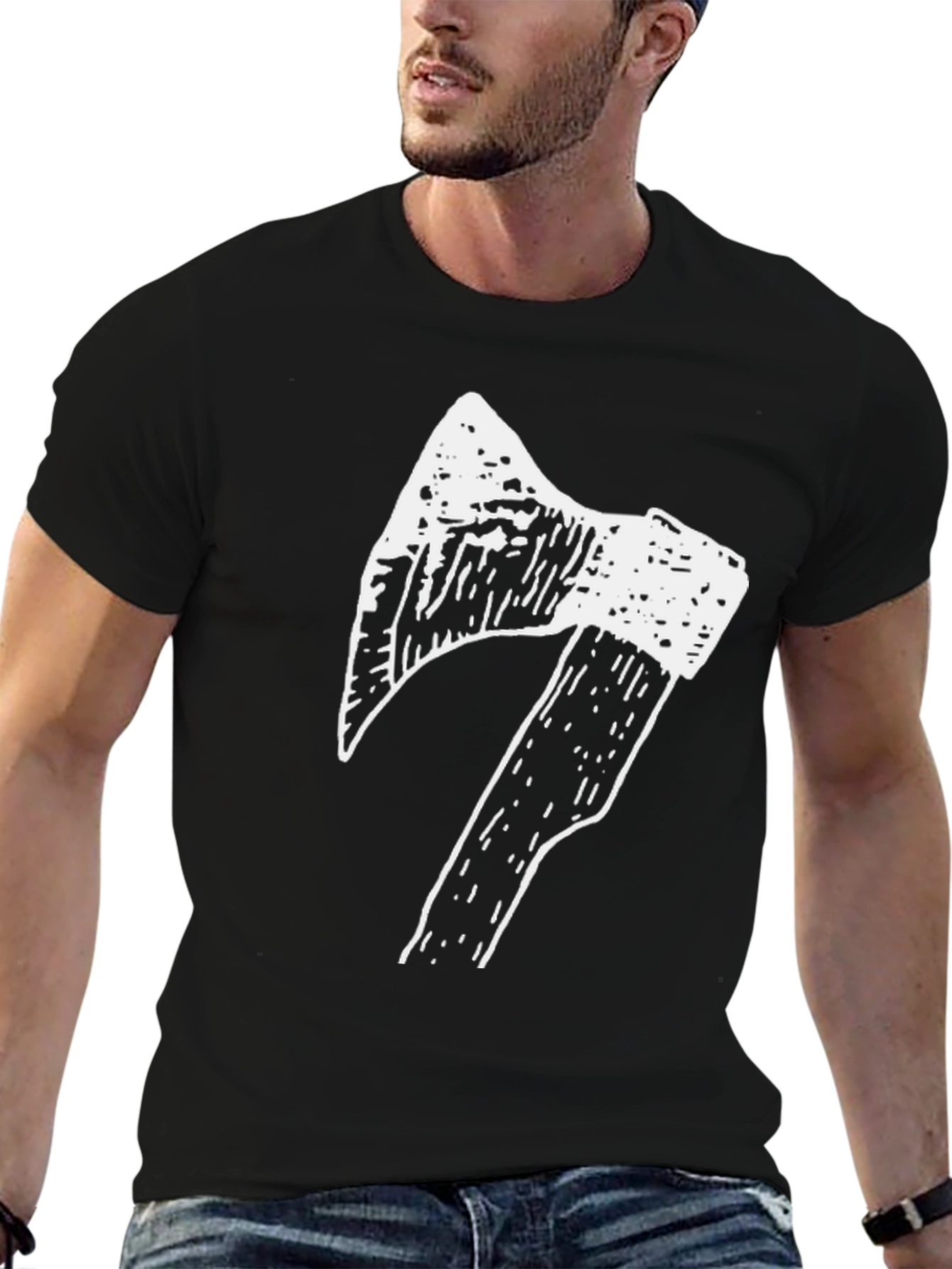 Black Axe Graphic T-Shirt - Black Cotton Tee view 6