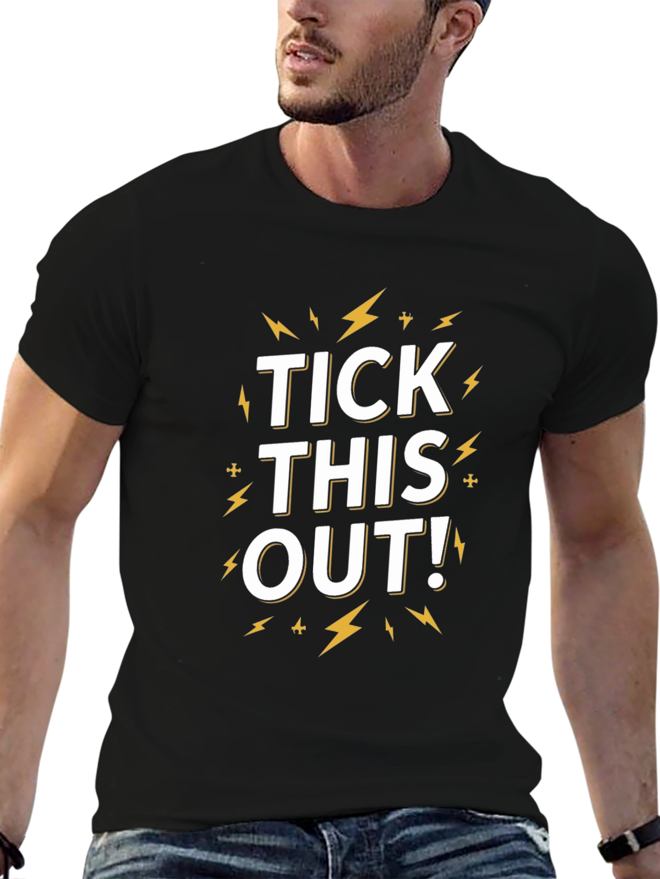 Black Tick This Out! Novelty Graphic Tee - Black view 6