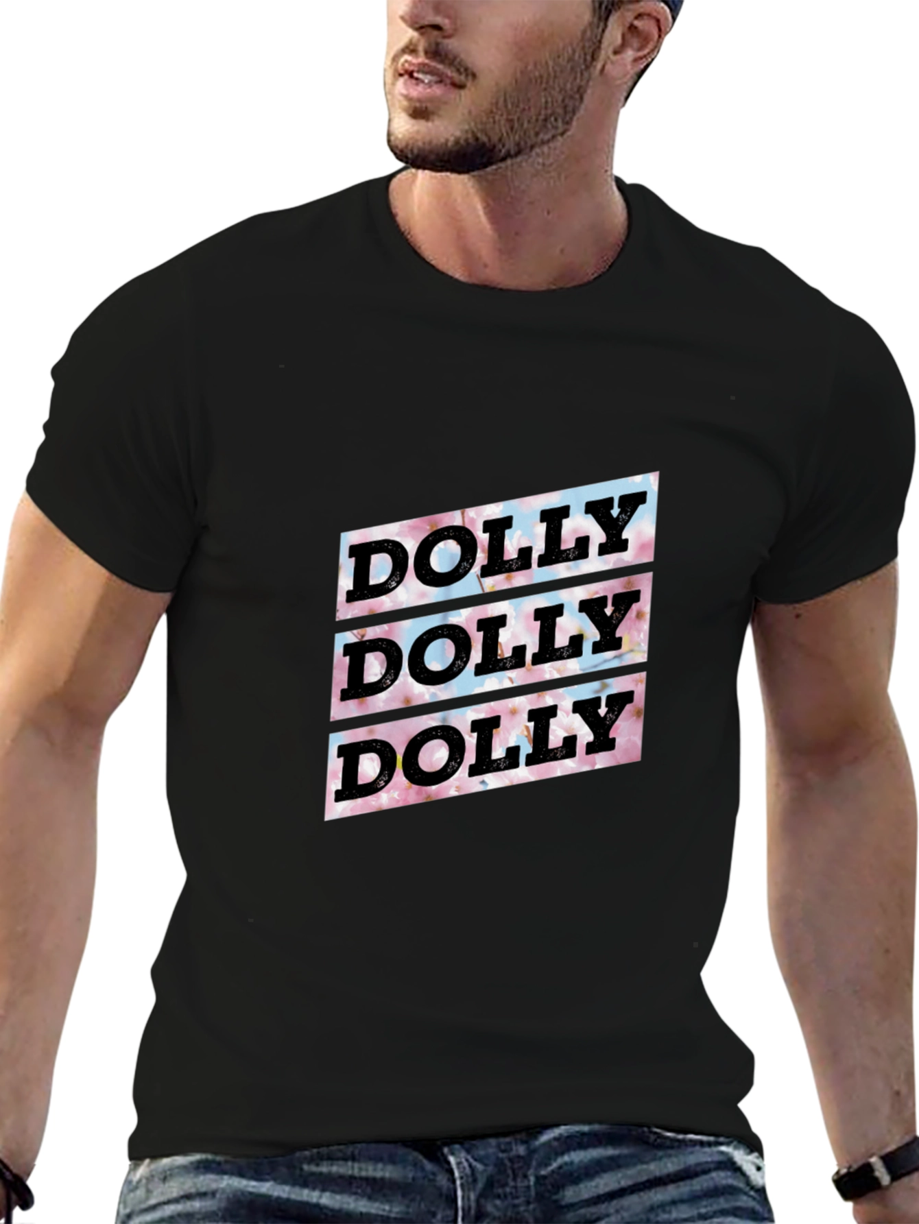Black Dolly Floral Graphic Tee - Soft Black Cotton T-Shirt view 6