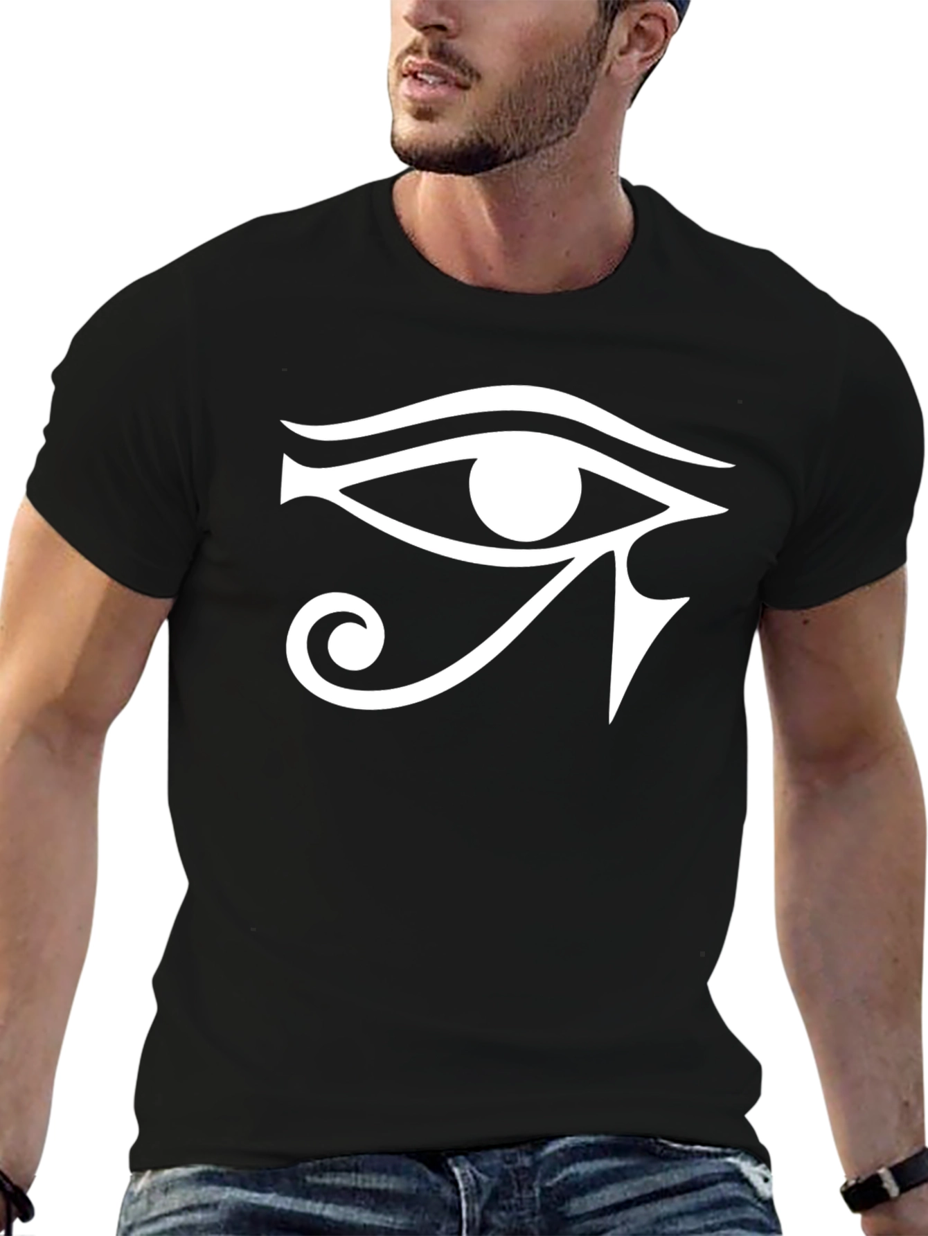 Black Eye of Horus Graphic Tee - Black Cotton Blend view 6