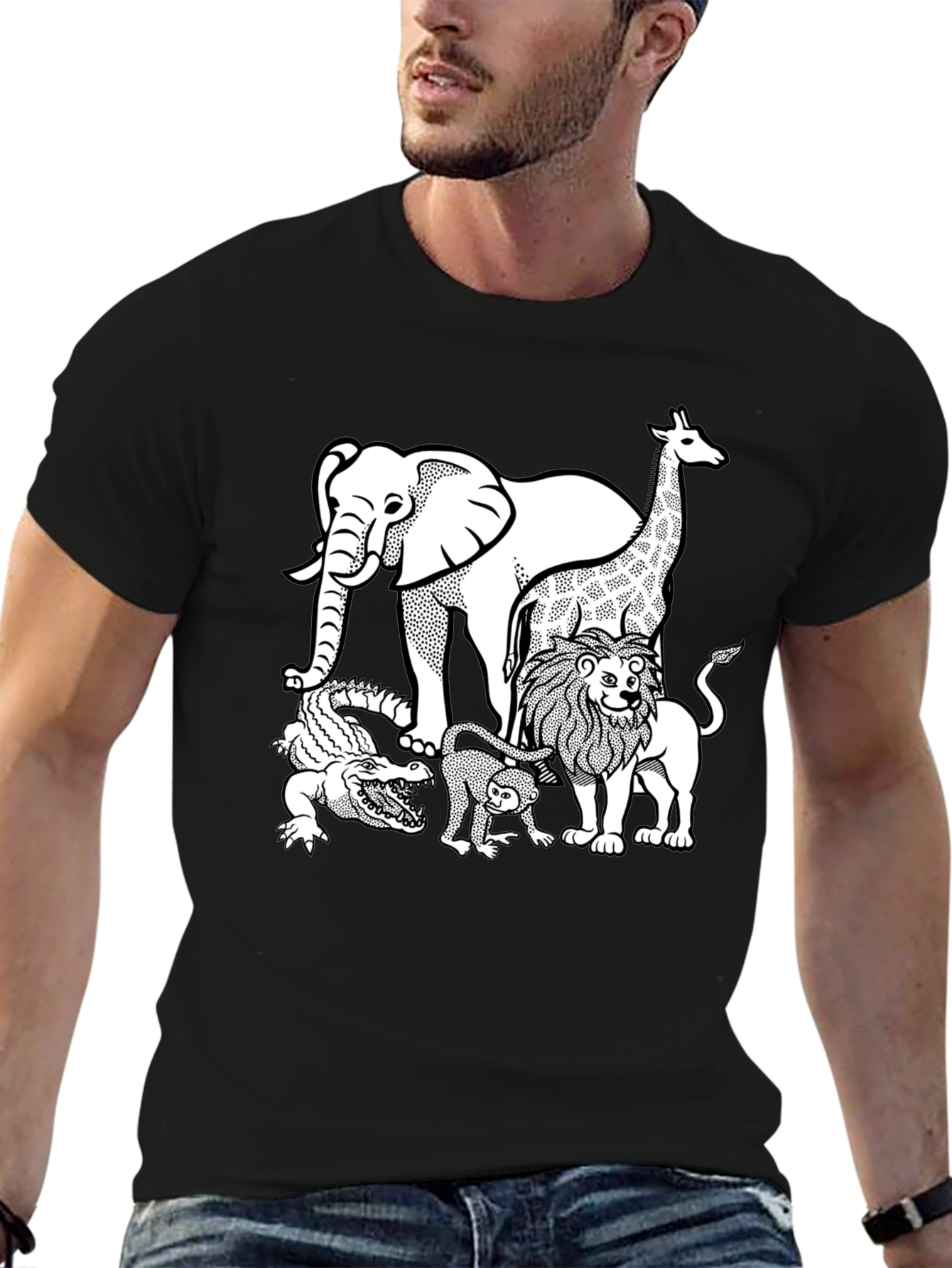 Black Animal Kingdom Graphic T-Shirt view 6