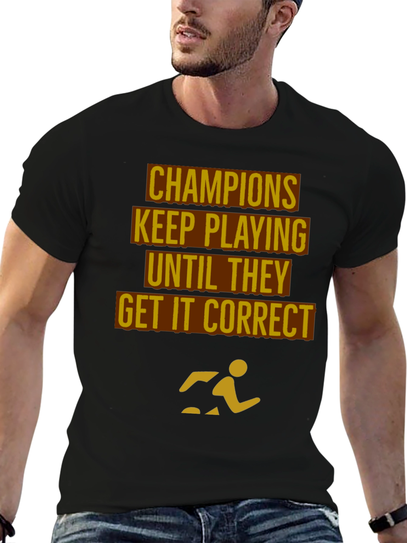 Black Champions Motivational Black T-Shirt view 6