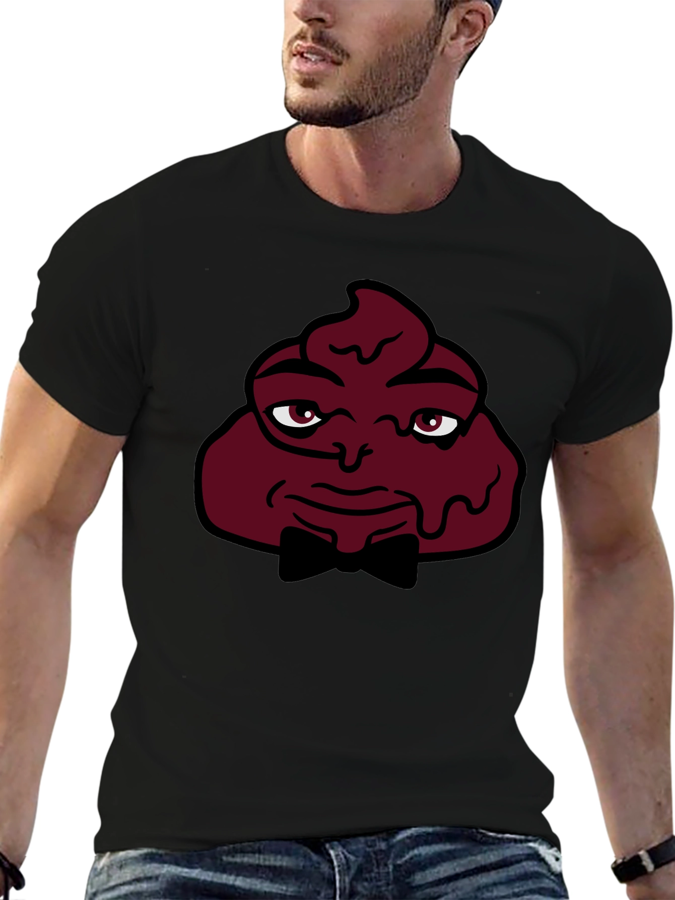 Black Funny Poop Emoji Man T-Shirt - Black view 6
