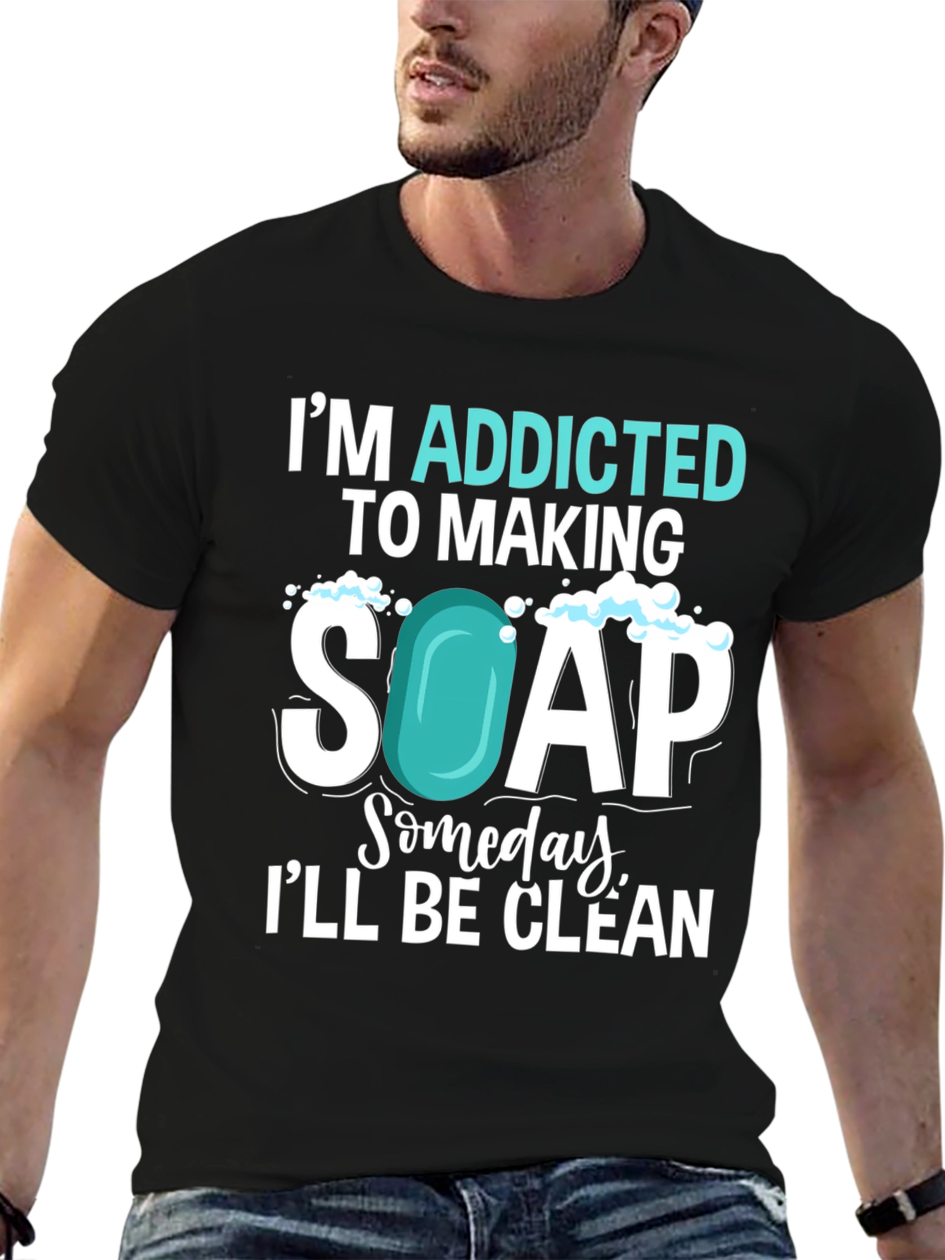 Black Addicted to Making Soap T-Shirt view 6