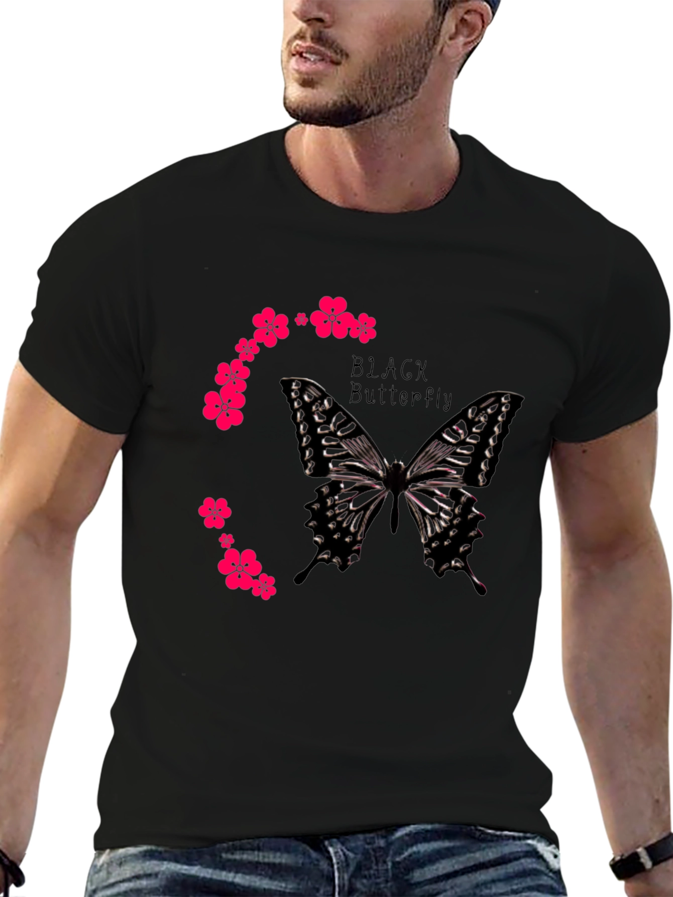 Black Black Butterfly Graphic Tee view 6