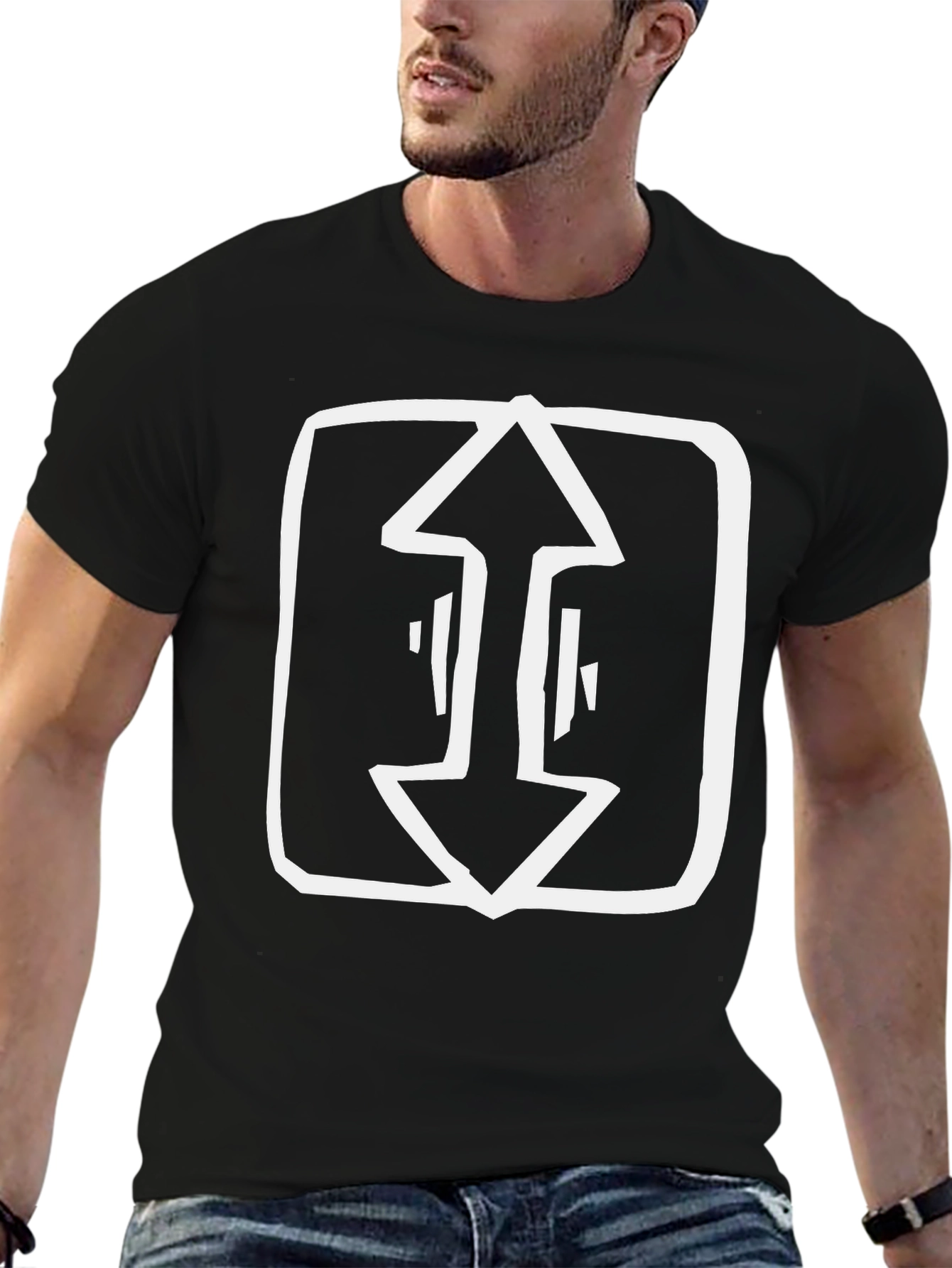Black Black Graphic Tee - Arrow Design view 6