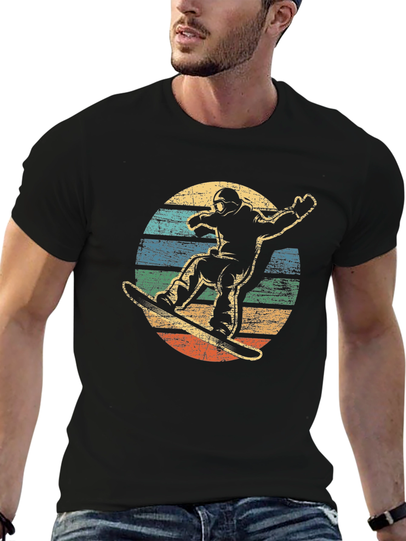 Black Retro Snowboarder Graphic Tee view 6