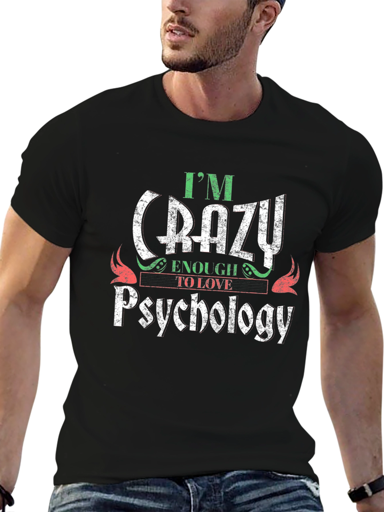 Black Crazy Enough to Love Psychology Graphic Tee view 6