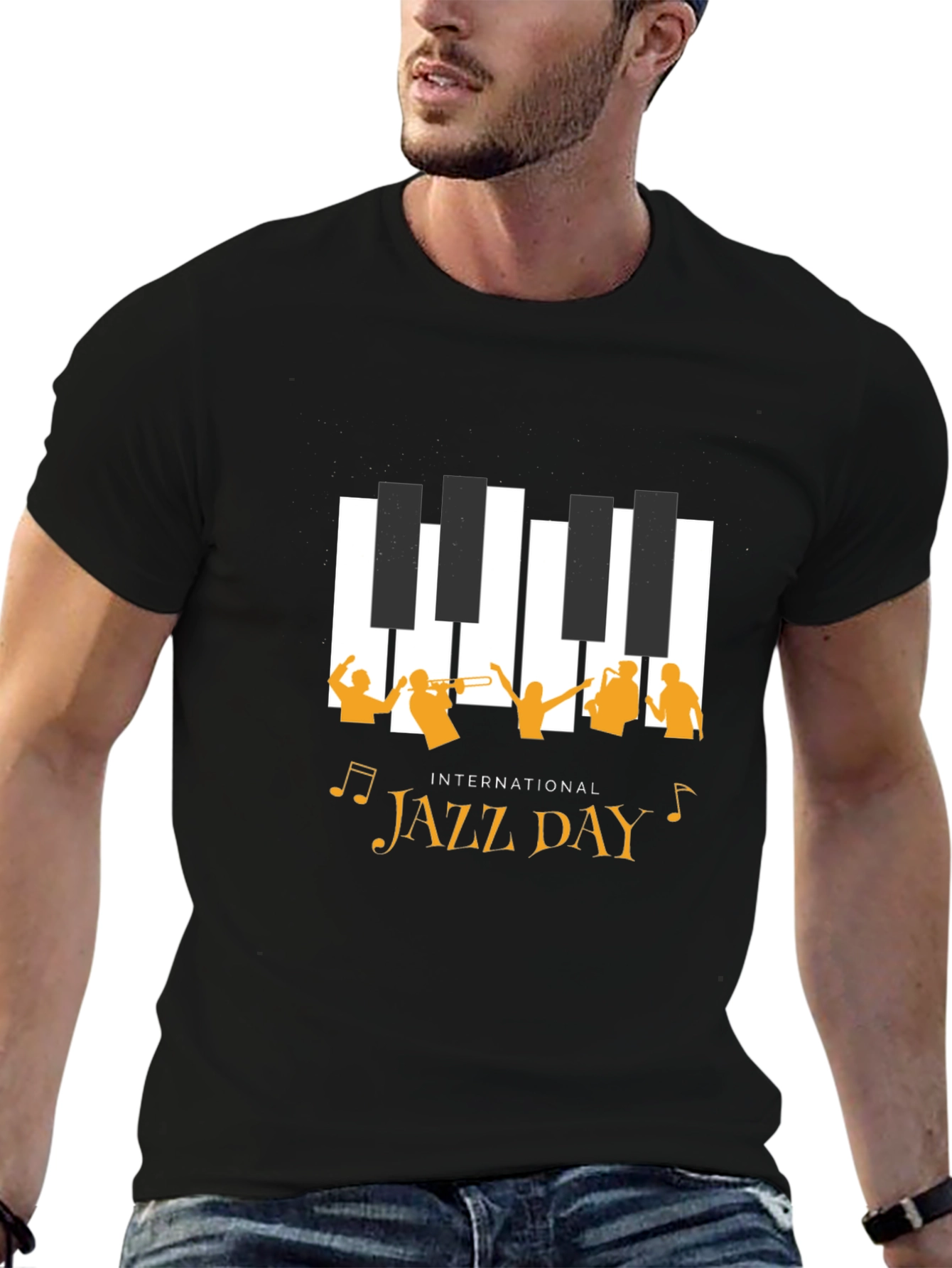 Black International Jazz Day Black T-Shirt view 6