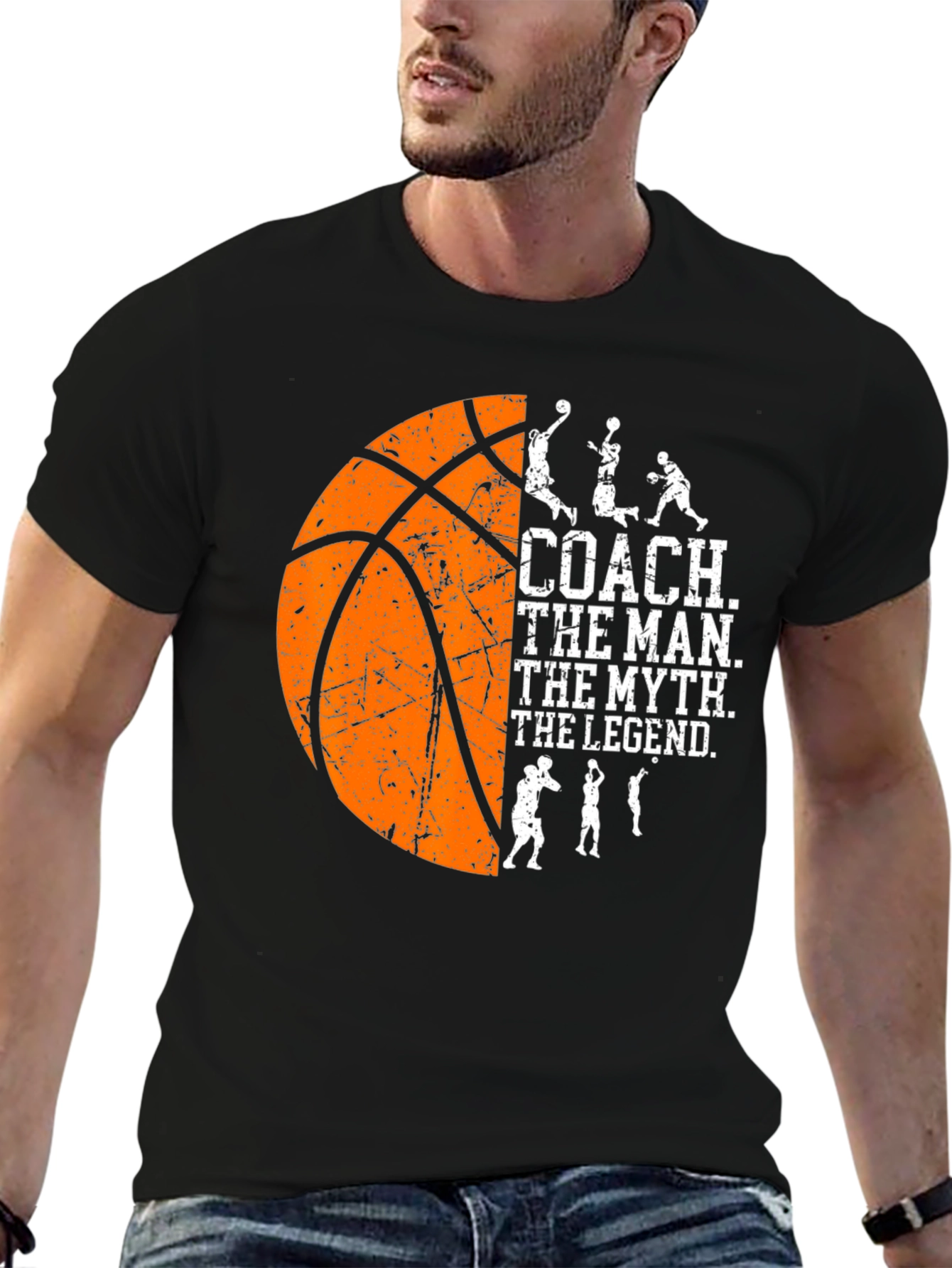 Black Basketball Coach Graphic Tee view 6