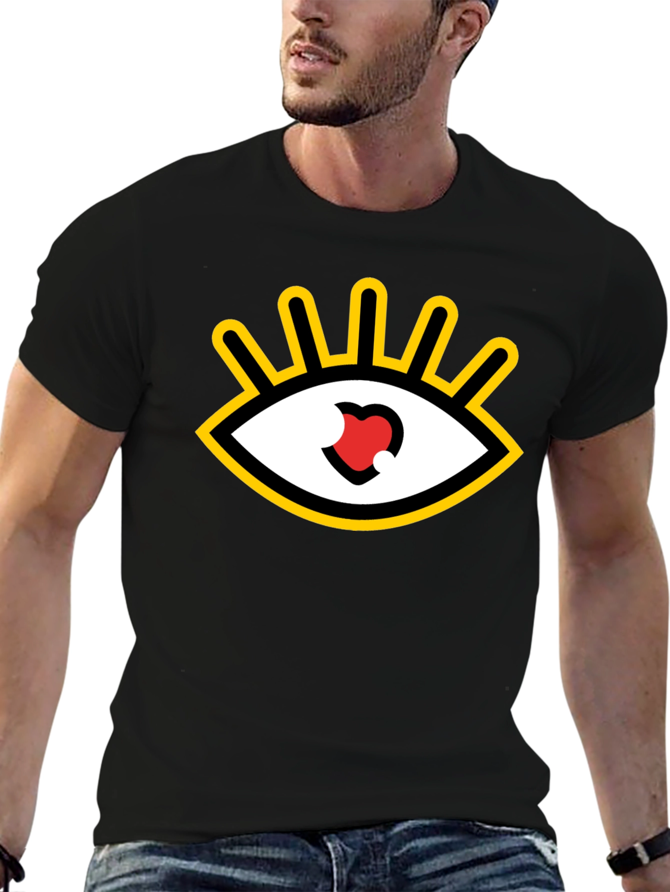 Black Eye Heart Graphic Tee - Black Casual Shirt view 6