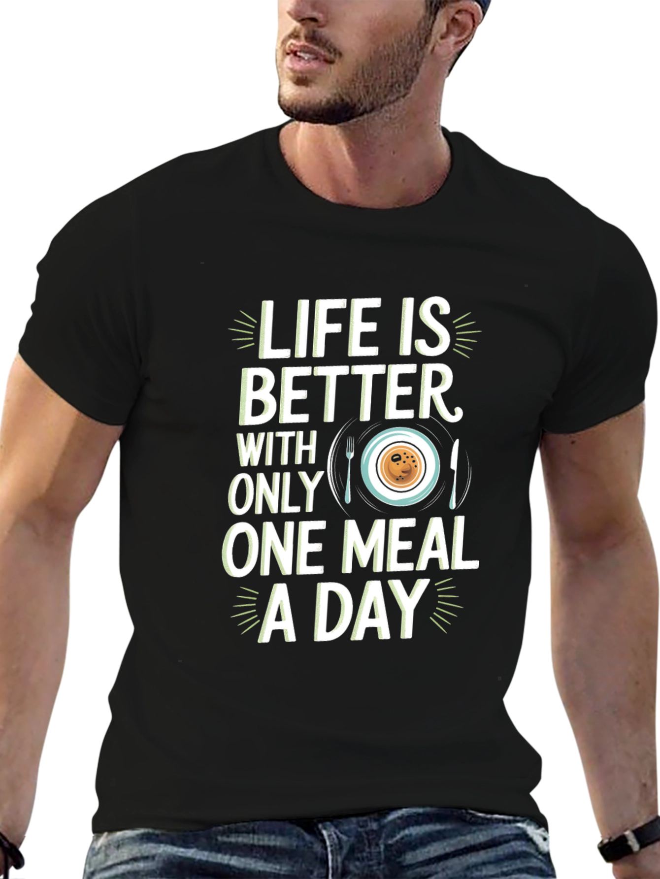 Black Life Is Better One Meal A Day Graphic Tee view 6
