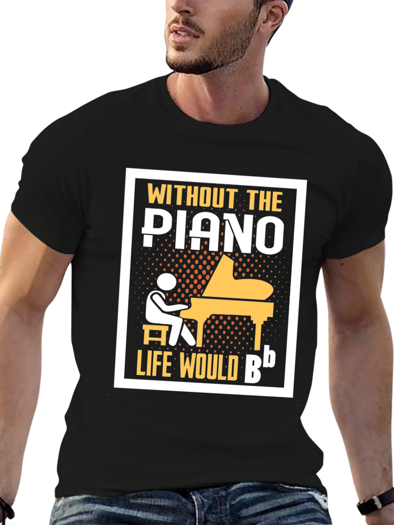 Black Piano T-Shirt: Without the Piano, Life Would Be B Flat view 6