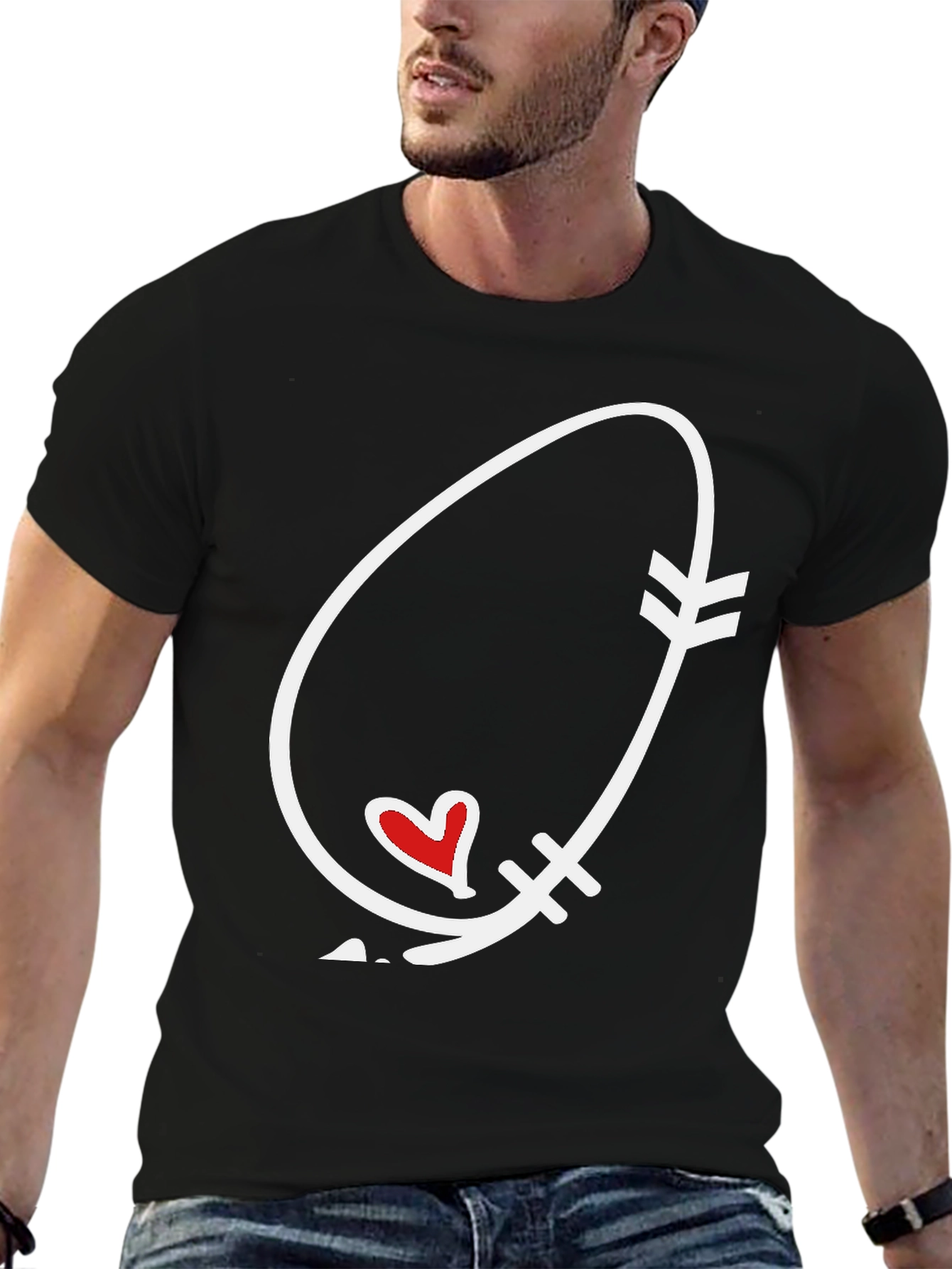 Black Arrow Heart Graphic Tee - Black Unisex view 6