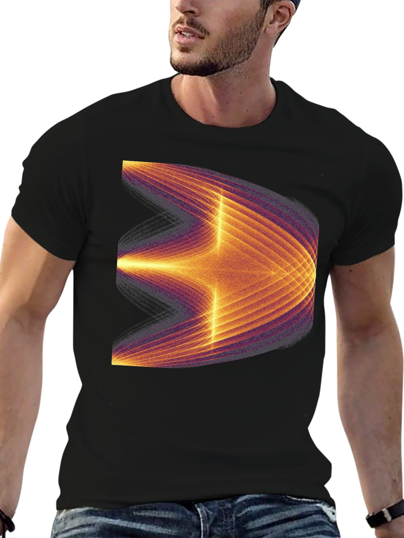 Black Abstract Graphic Tee - Modern Black T-Shirt view 6