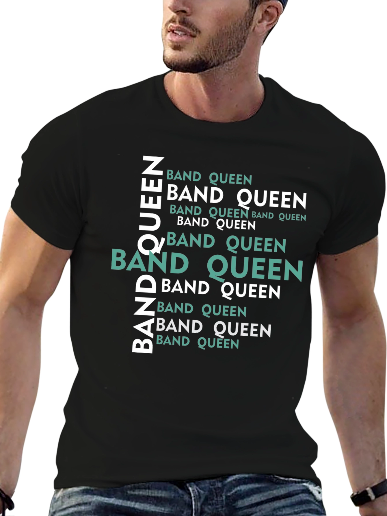 Black Band Queen Graphic Tee - Black Cotton Comfort view 6