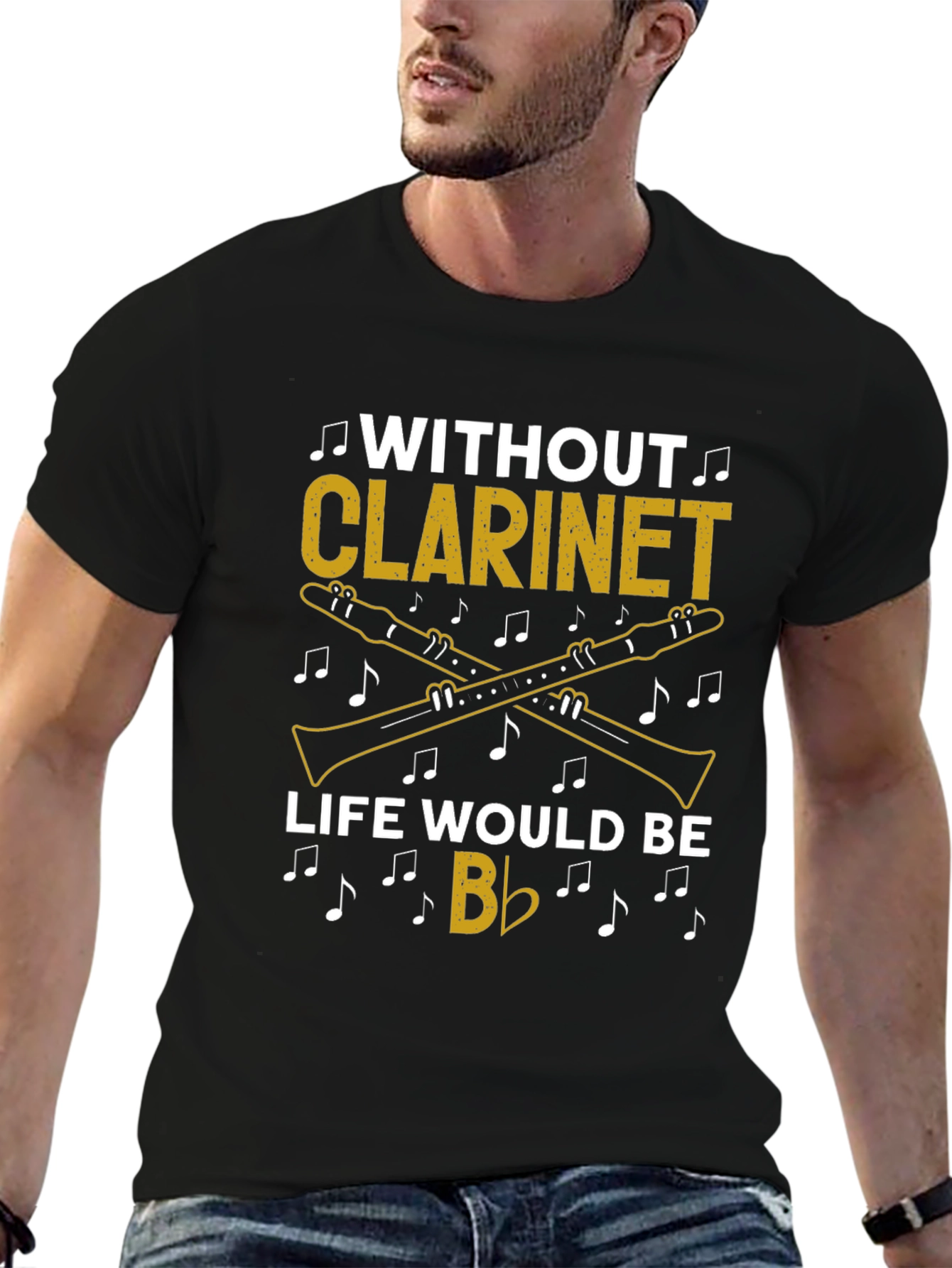 Black Without Clarinet Life Would Be Flat T-Shirt Musician Gift view 6