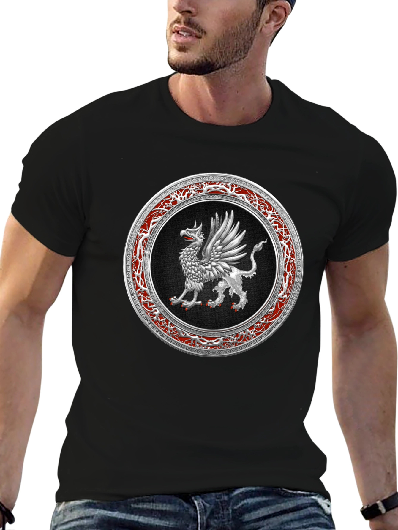 Black Griffin Emblem Black T-Shirt view 6