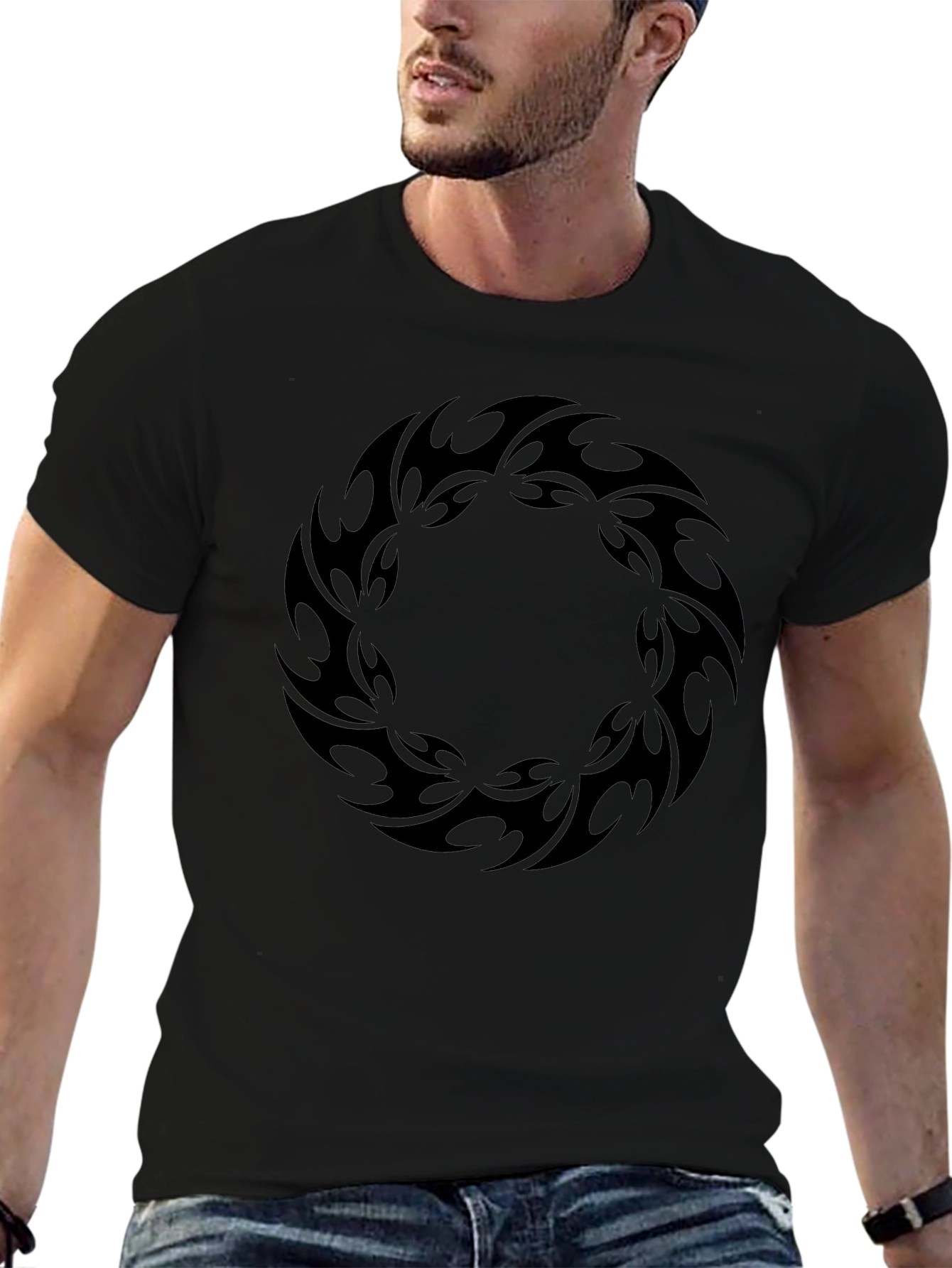 Black Black Tribal Ring Graphic Tee view 6
