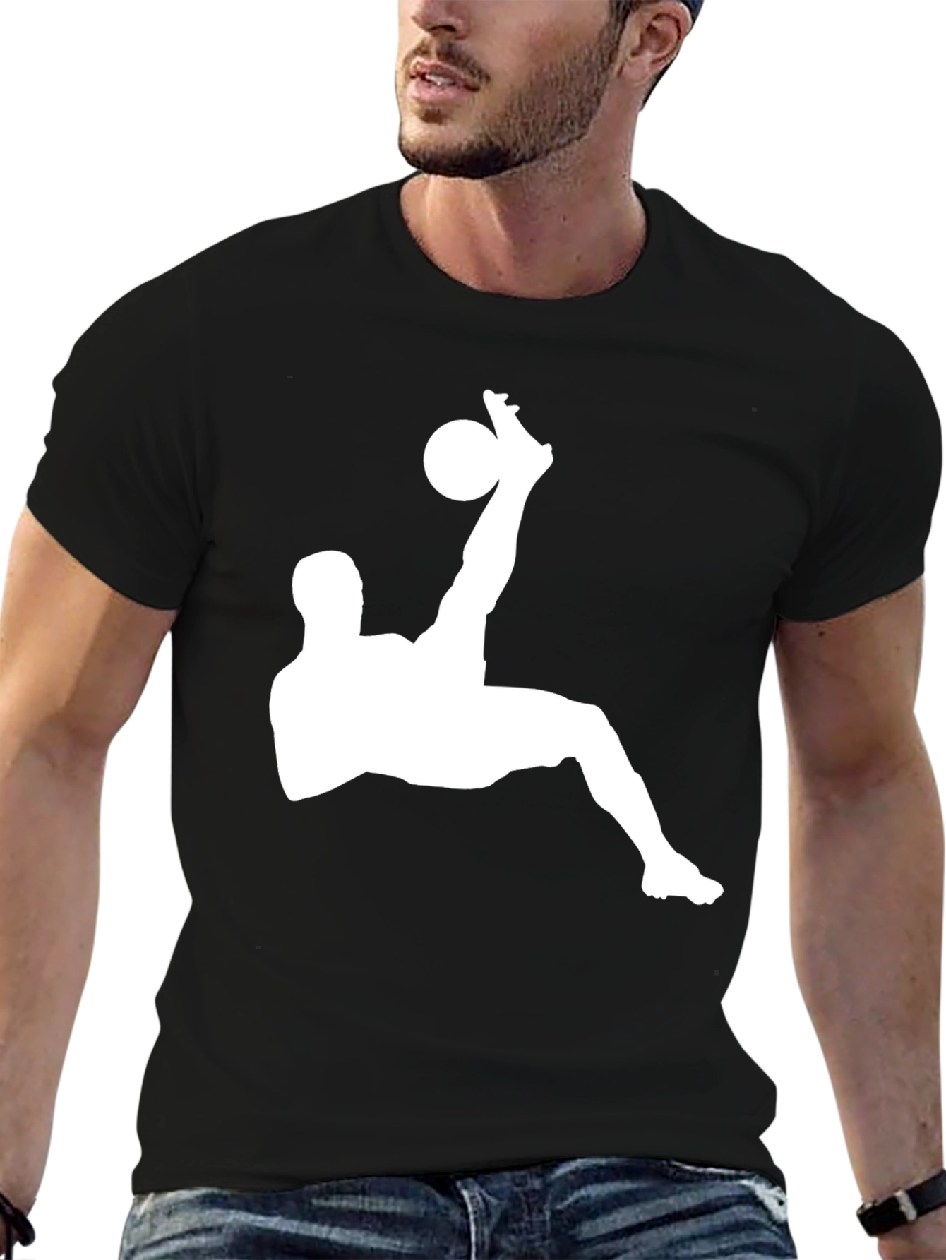 Black Soccer Kick Graphic Tee - Stylish Black T-Shirt view 6