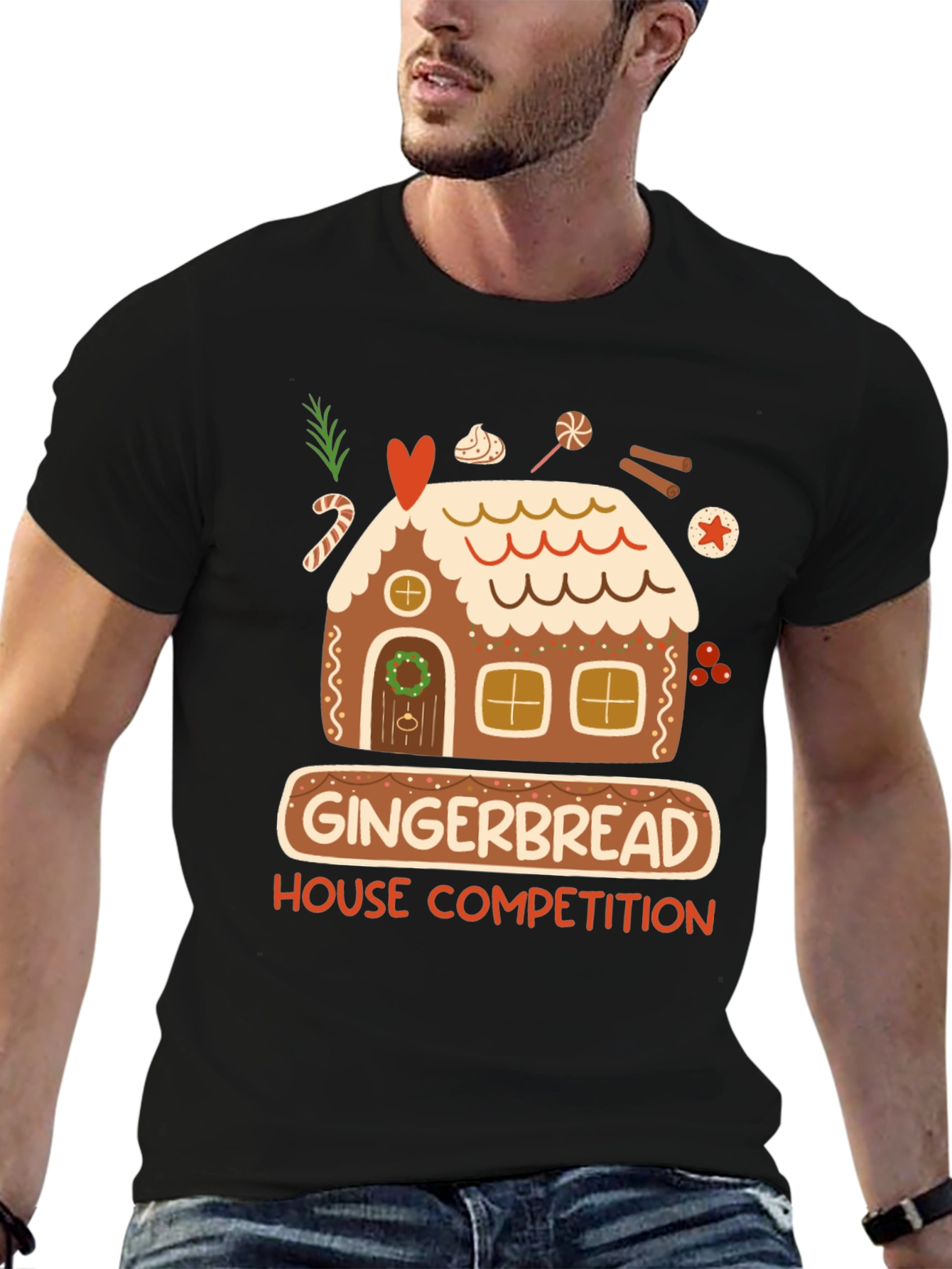Black Gingerbread House Competition T-Shirt view 6