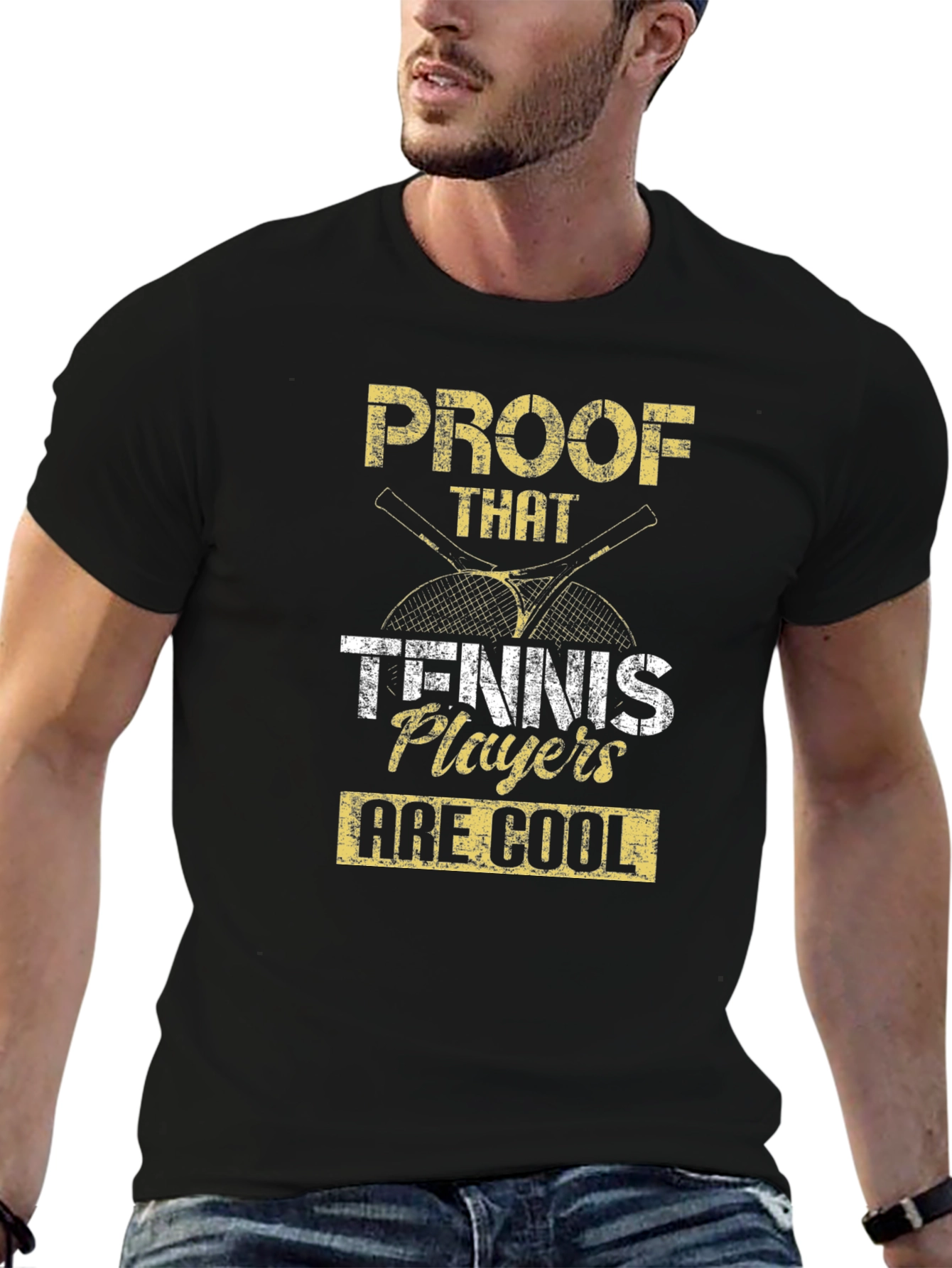 Black Tennis Player Cool Proof Graphic T-Shirt view 6