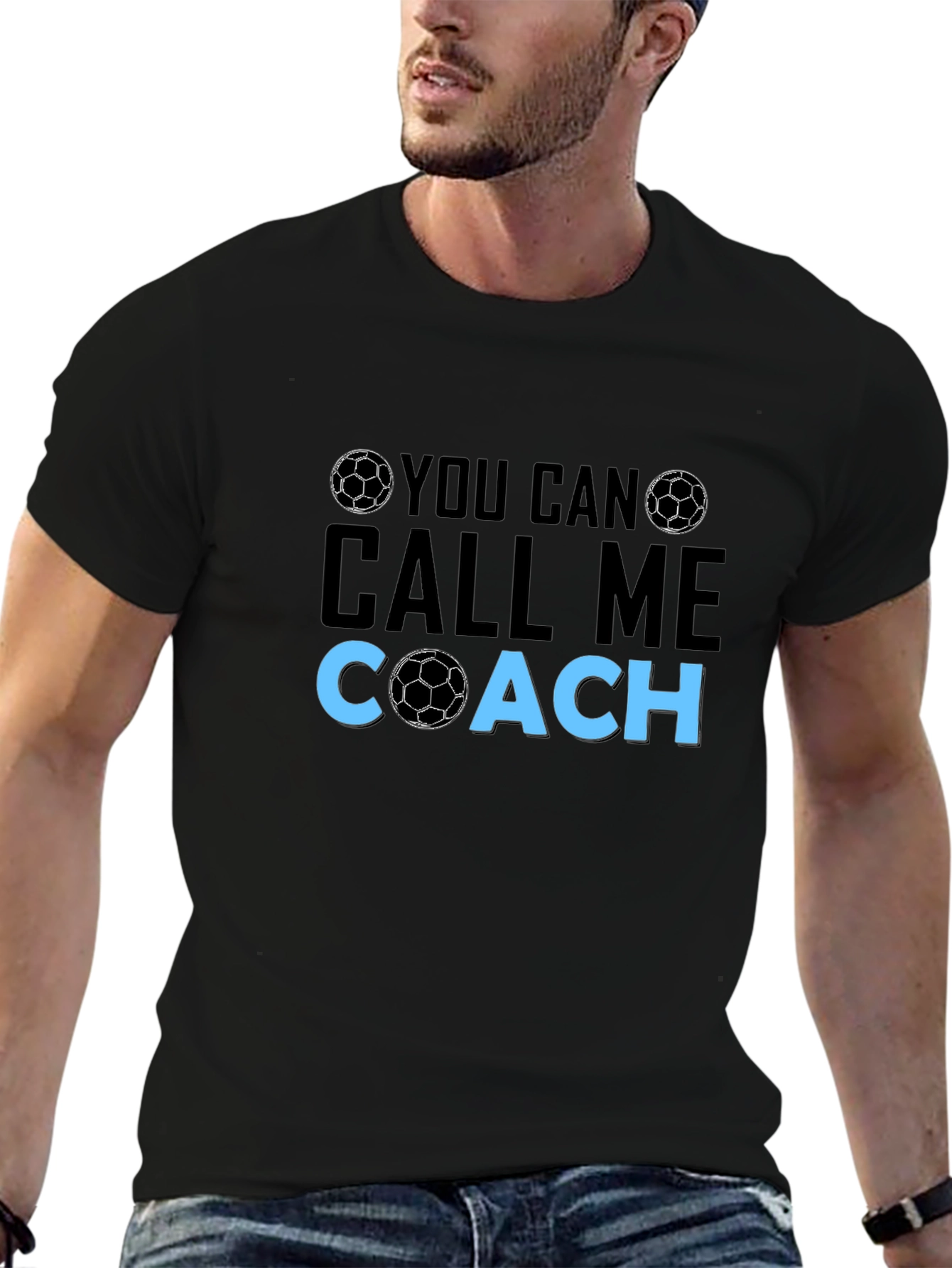 Black Soccer Coach Graphic T-Shirt view 6