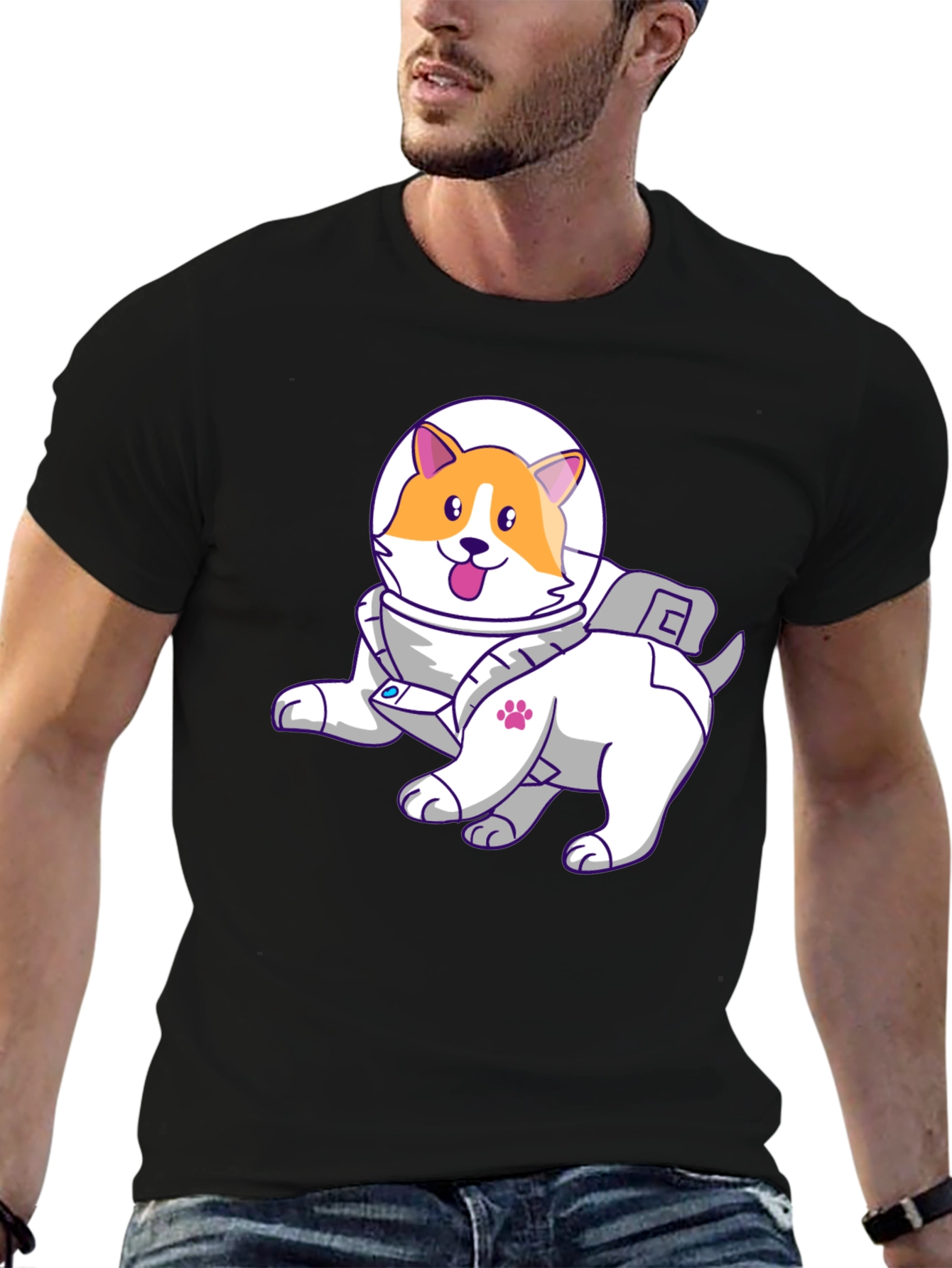 Black Dog Astronaut T-Shirt - Space Pup Tee view 6