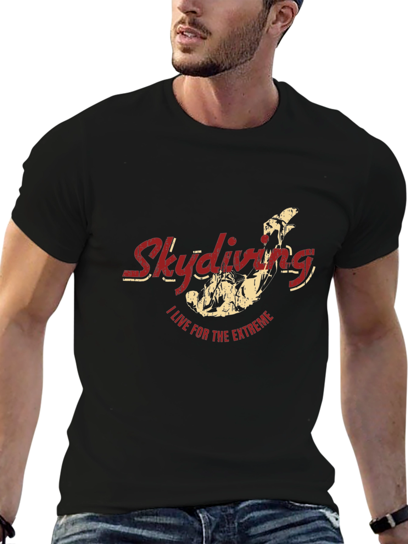 Black Skydiving Extreme Sport Black T-Shirt view 6