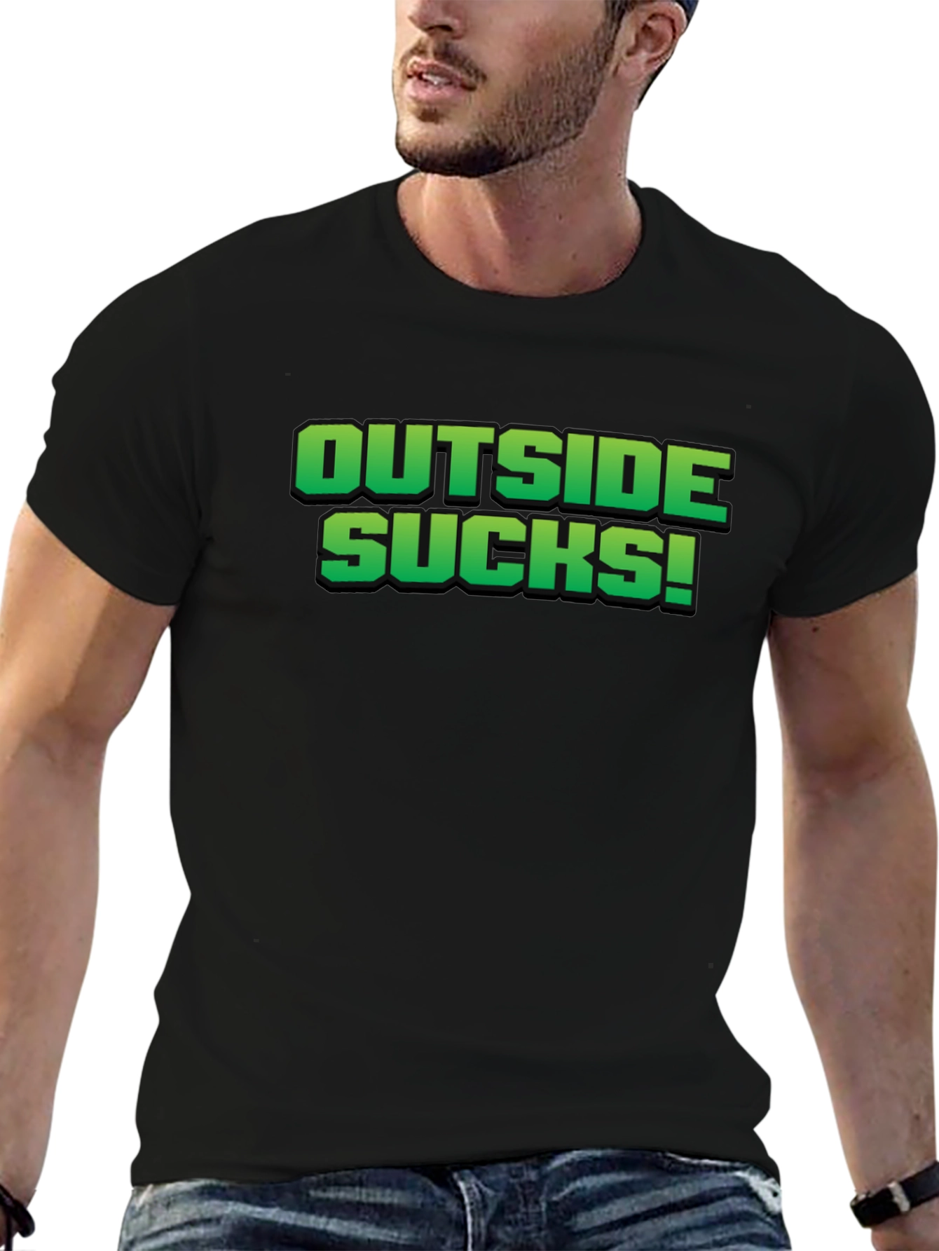Black Outside Sucks! Black Graphic T-Shirt view 6