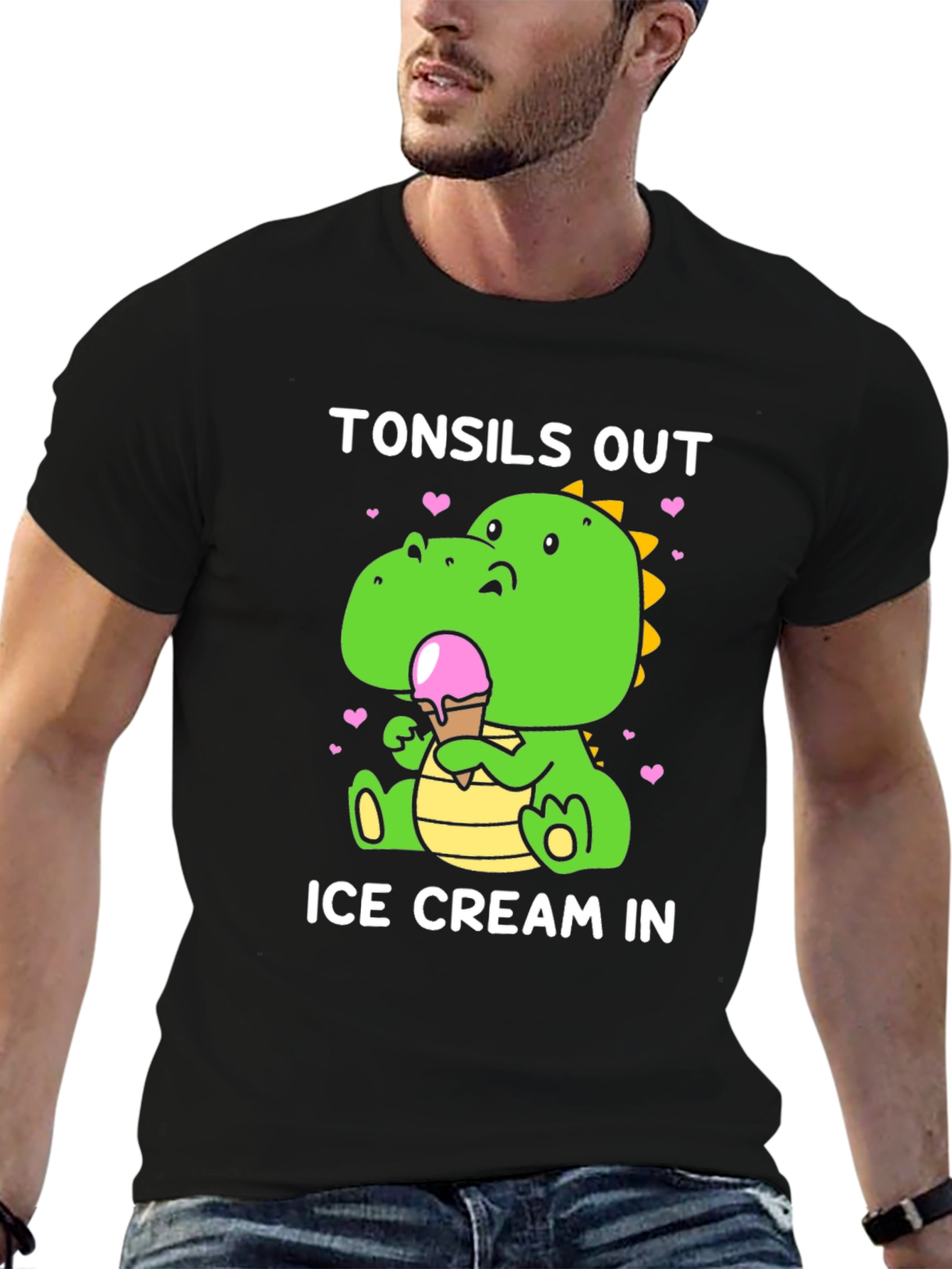 Black Tonsils Out Ice Cream In Dinosaur T-Shirt view 6