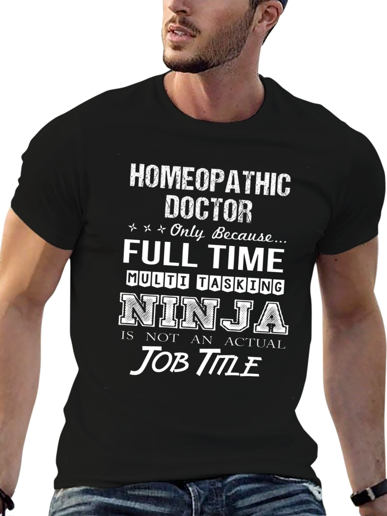 Black Homeopathic Doctor Ninja T-Shirt view 6