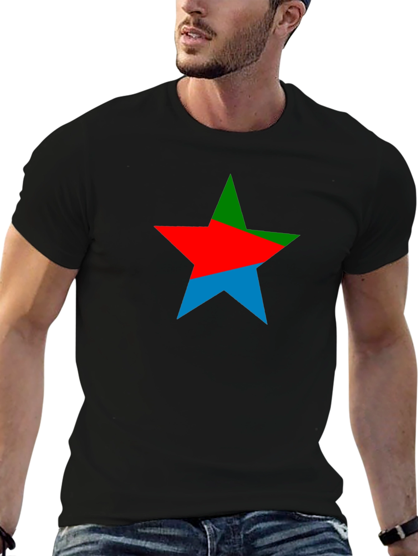 Black Colorful Star Graphic Black Tee view 6