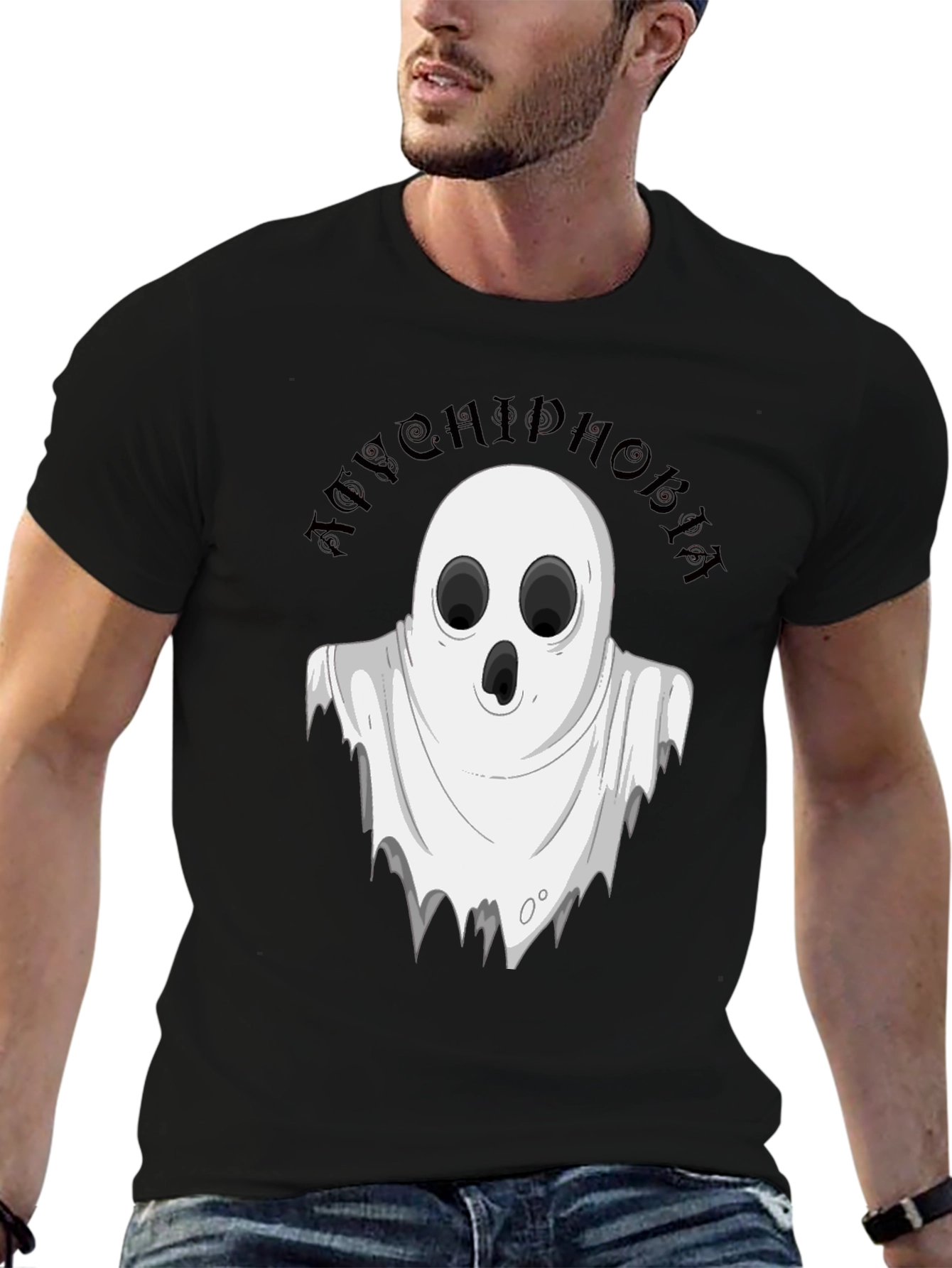 Black Achluophobia Ghost T-Shirt view 6