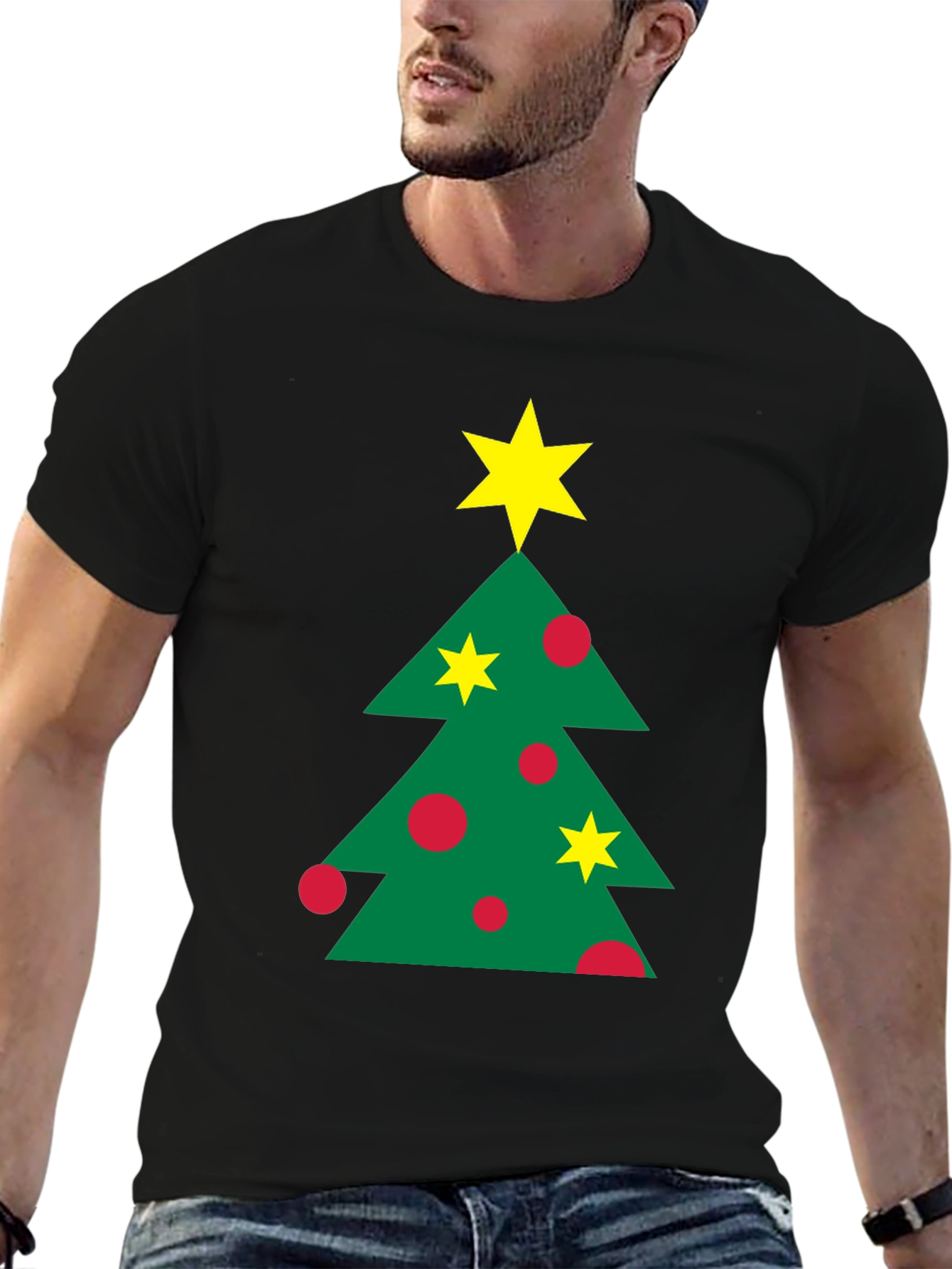 Black Festive Christmas Tree Graphic Tee - Holiday Style view 6