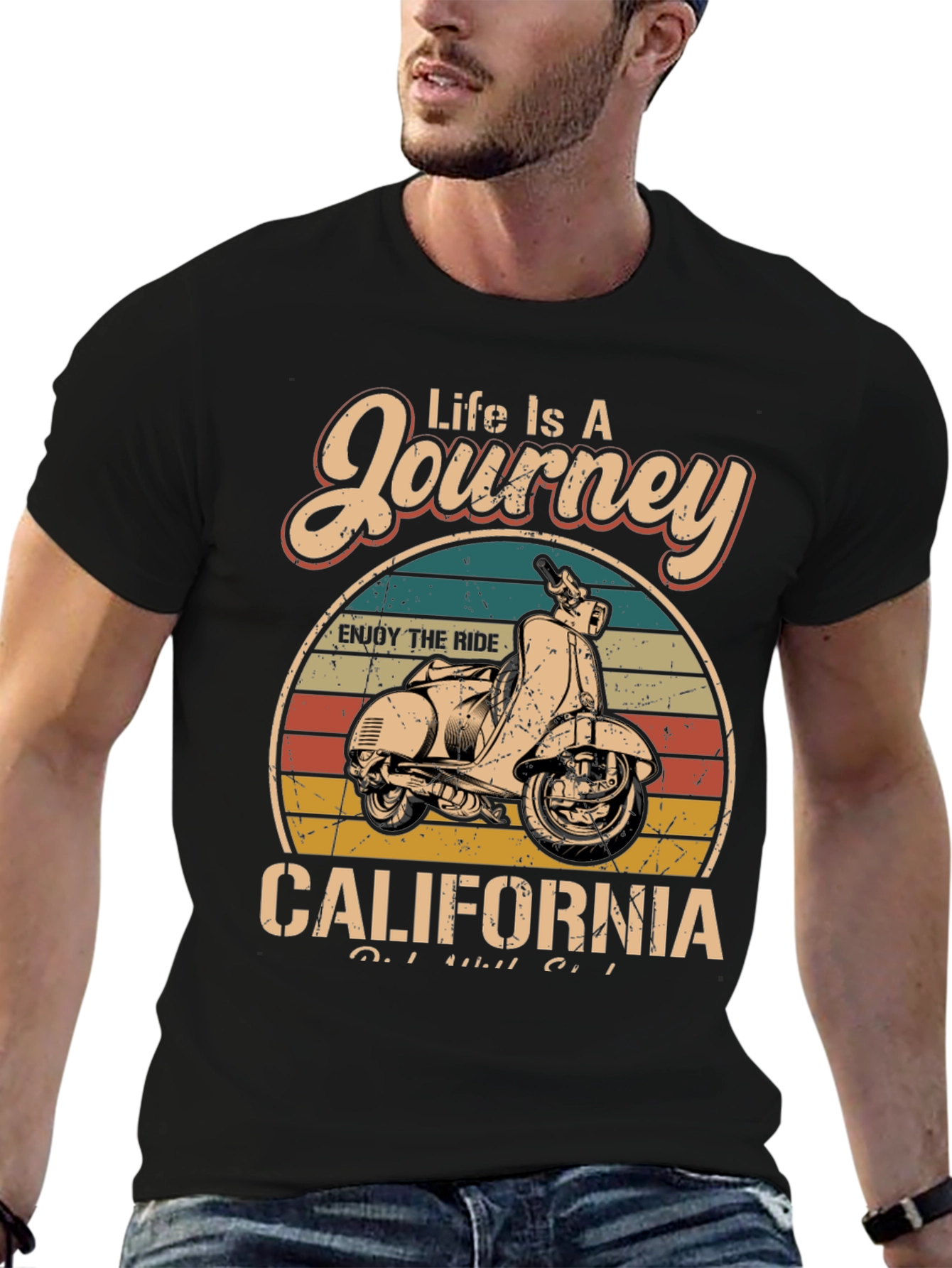 Black Vintage California Scooter T-Shirt view 6