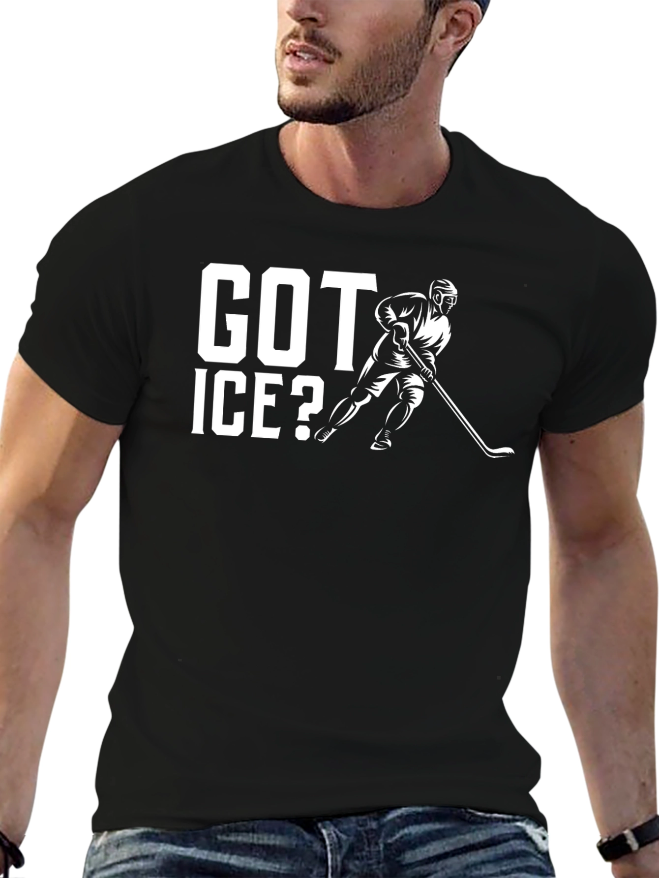 Black Got Ice? Hockey Graphic T-Shirt view 6