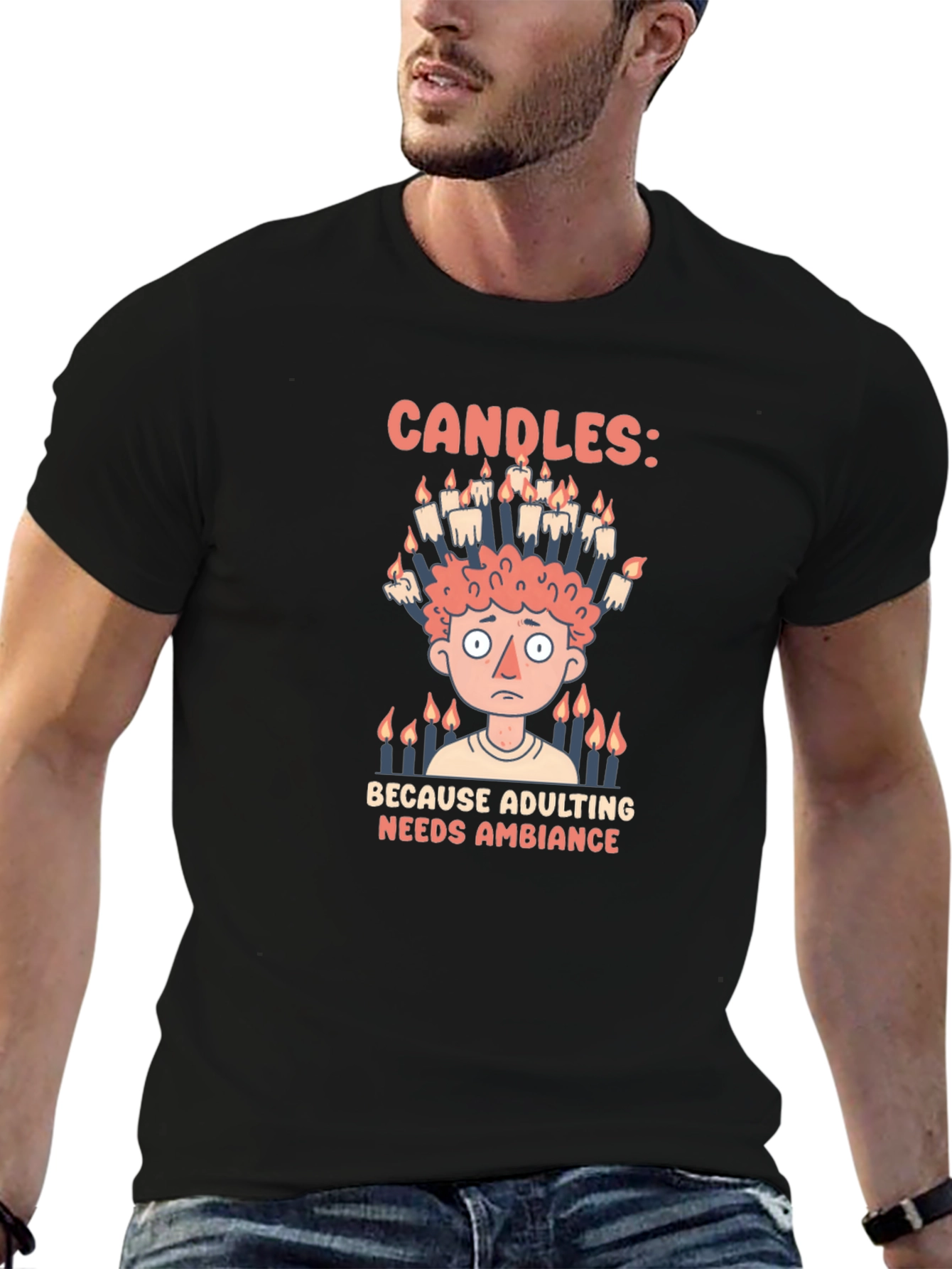Black Candles: Because Adulting Needs Ambiance T-Shirt view 6
