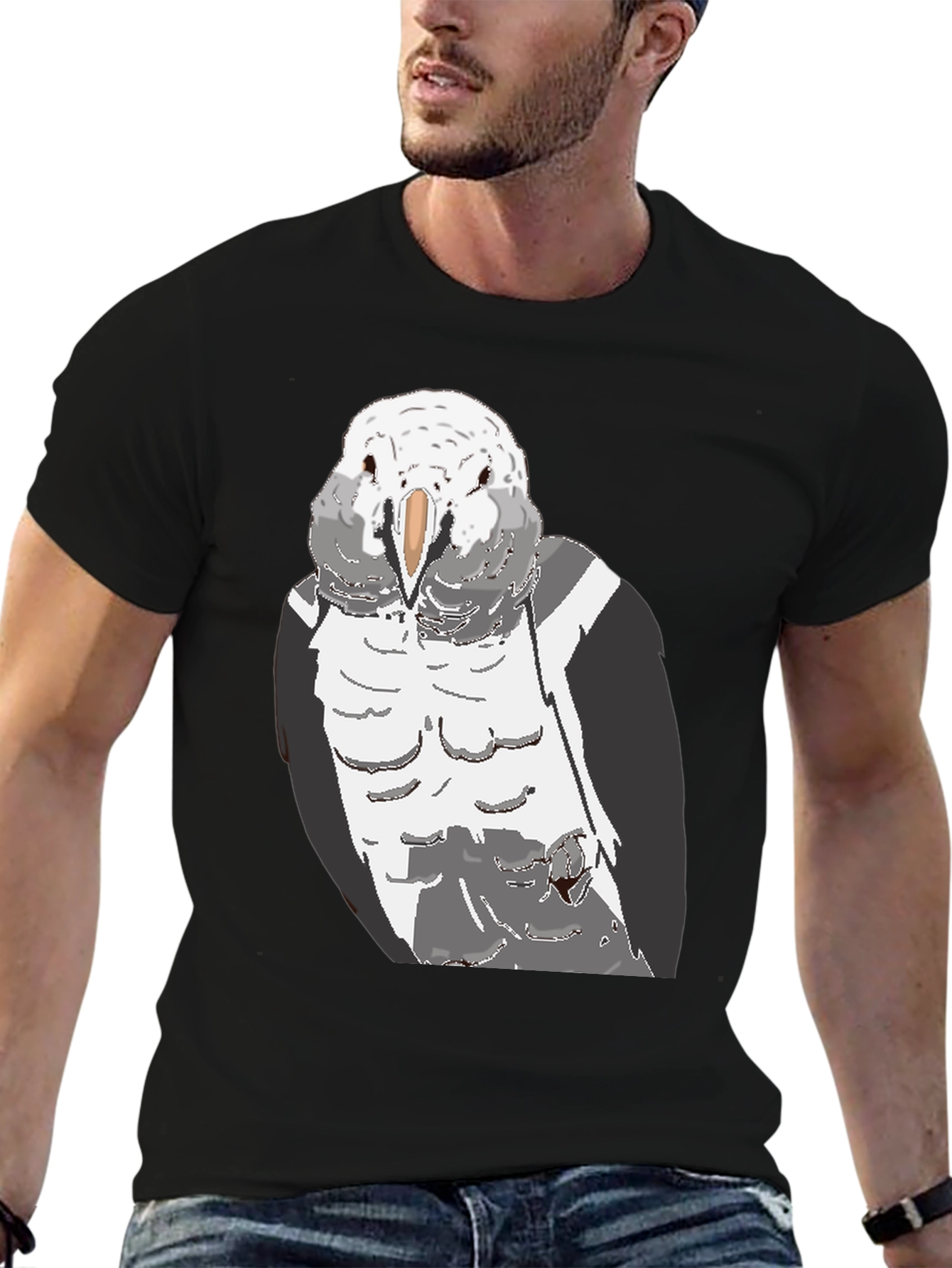 Black Parrot Graphic T-Shirt - Men's Casual Tee view 6