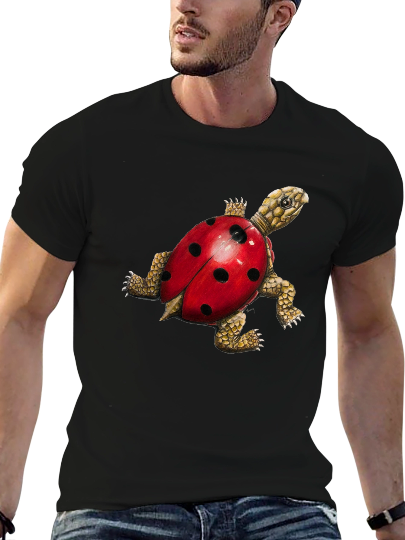 Black Turtle Ladybug Black Graphic Tee view 6