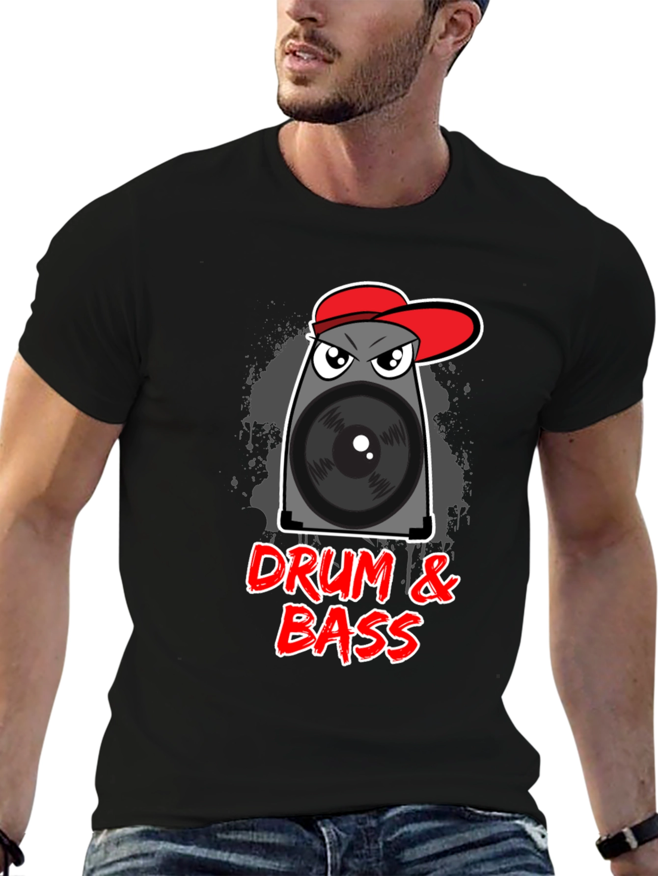 Black Drum & Bass Speaker T-Shirt view 6