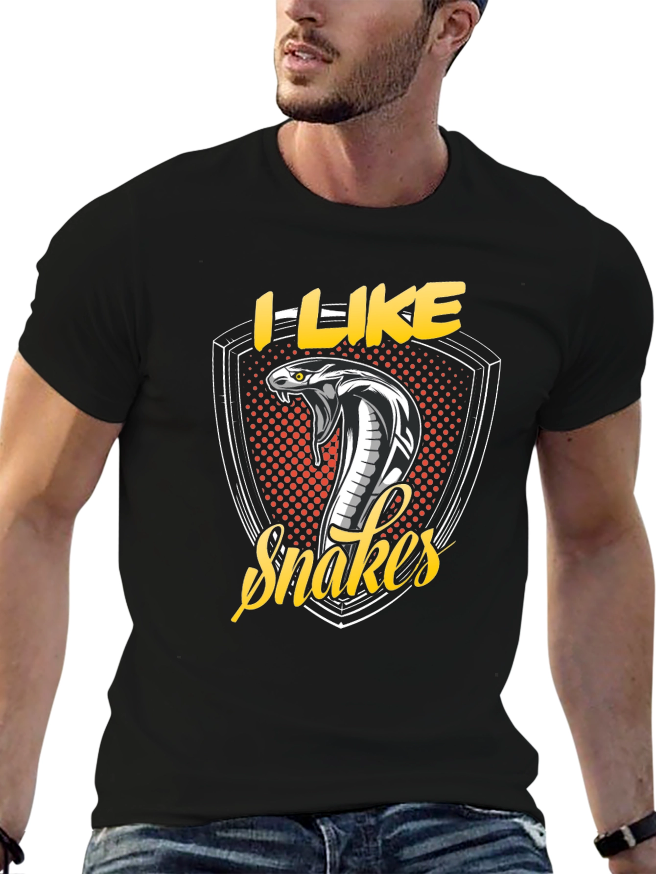 Black I Like Snakes Graphic Tee - Black view 6