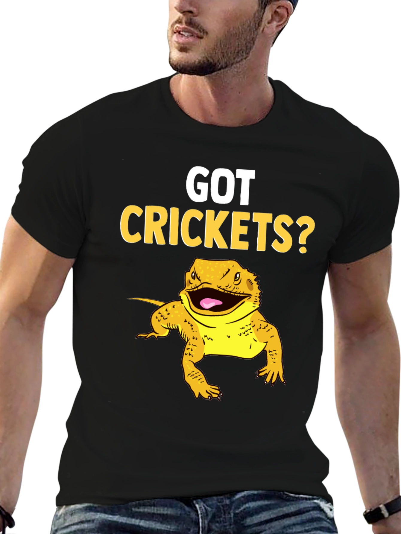 Black Got Crickets? Bearded Dragon Pet T-Shirt view 6