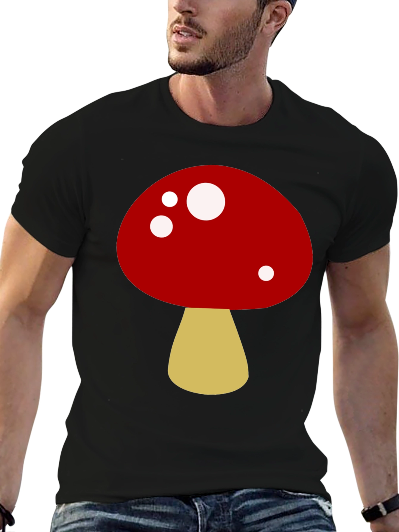 Black Mushroom Graphic Tee - Fun, Casual Style view 6