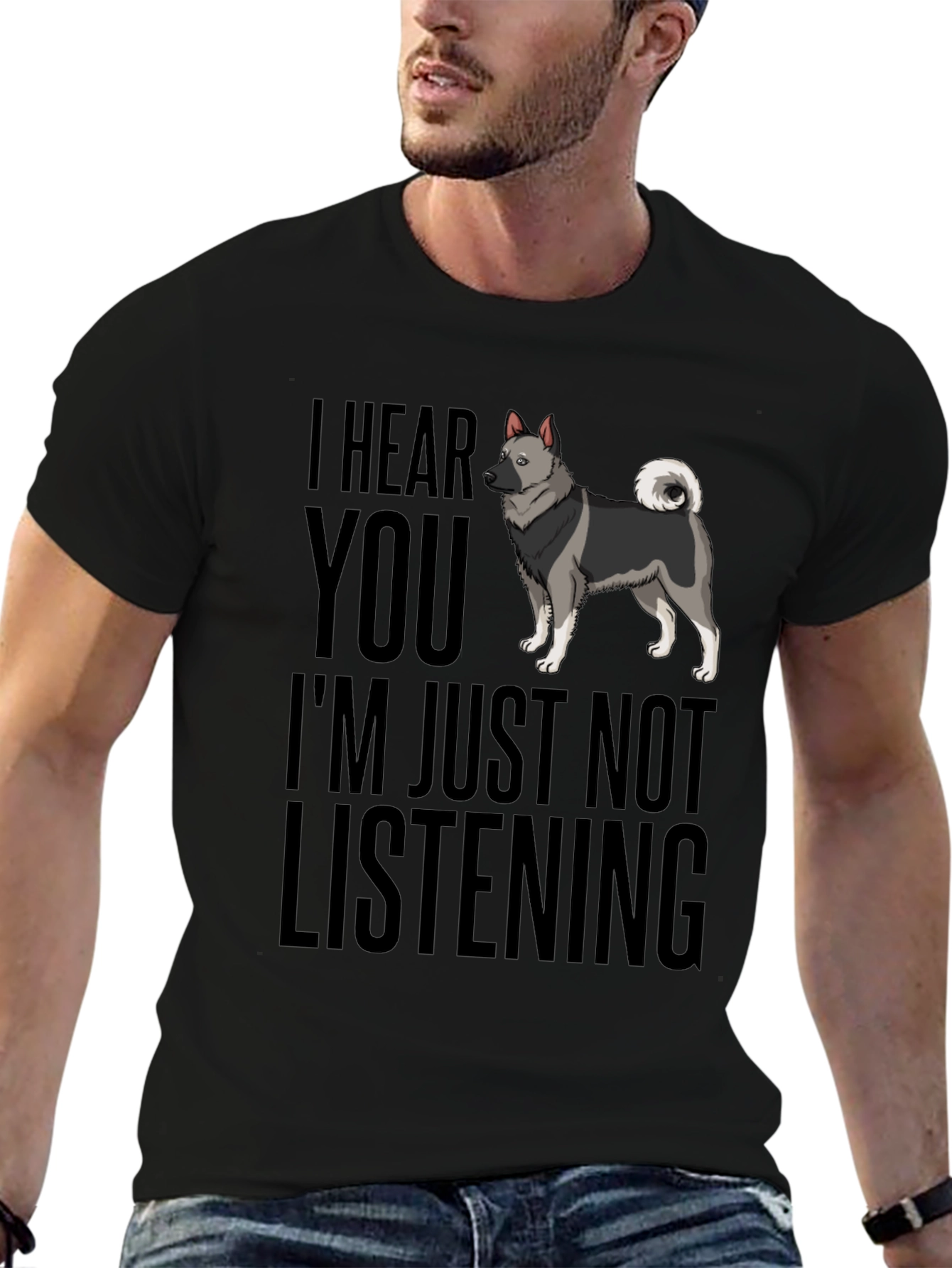 Black Funny Dog T-Shirt - I Hear You view 6