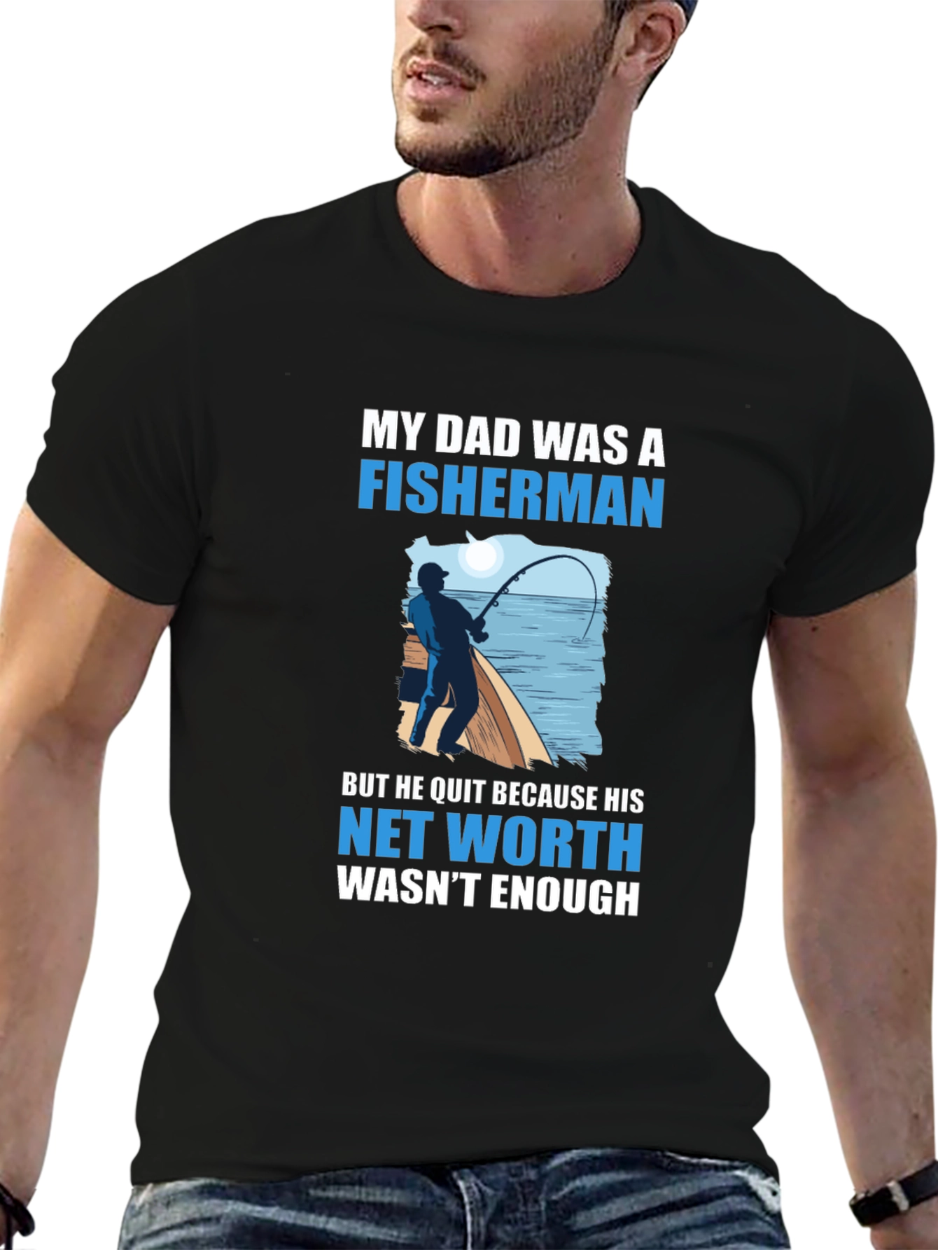 Black Fisherman Dad Joke T-Shirt view 6