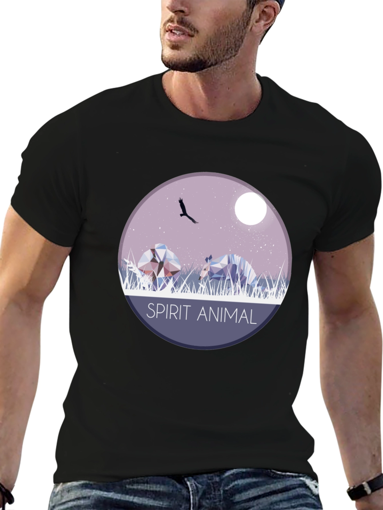 Black Spirit Animal Graphic T-Shirt - Unisex view 6