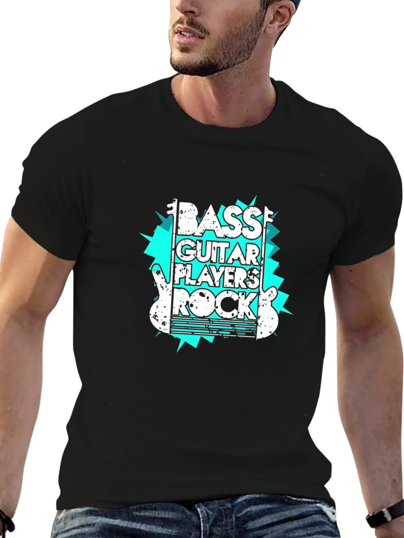 Black Bass Guitar Players Rock Graphic Tee view 6