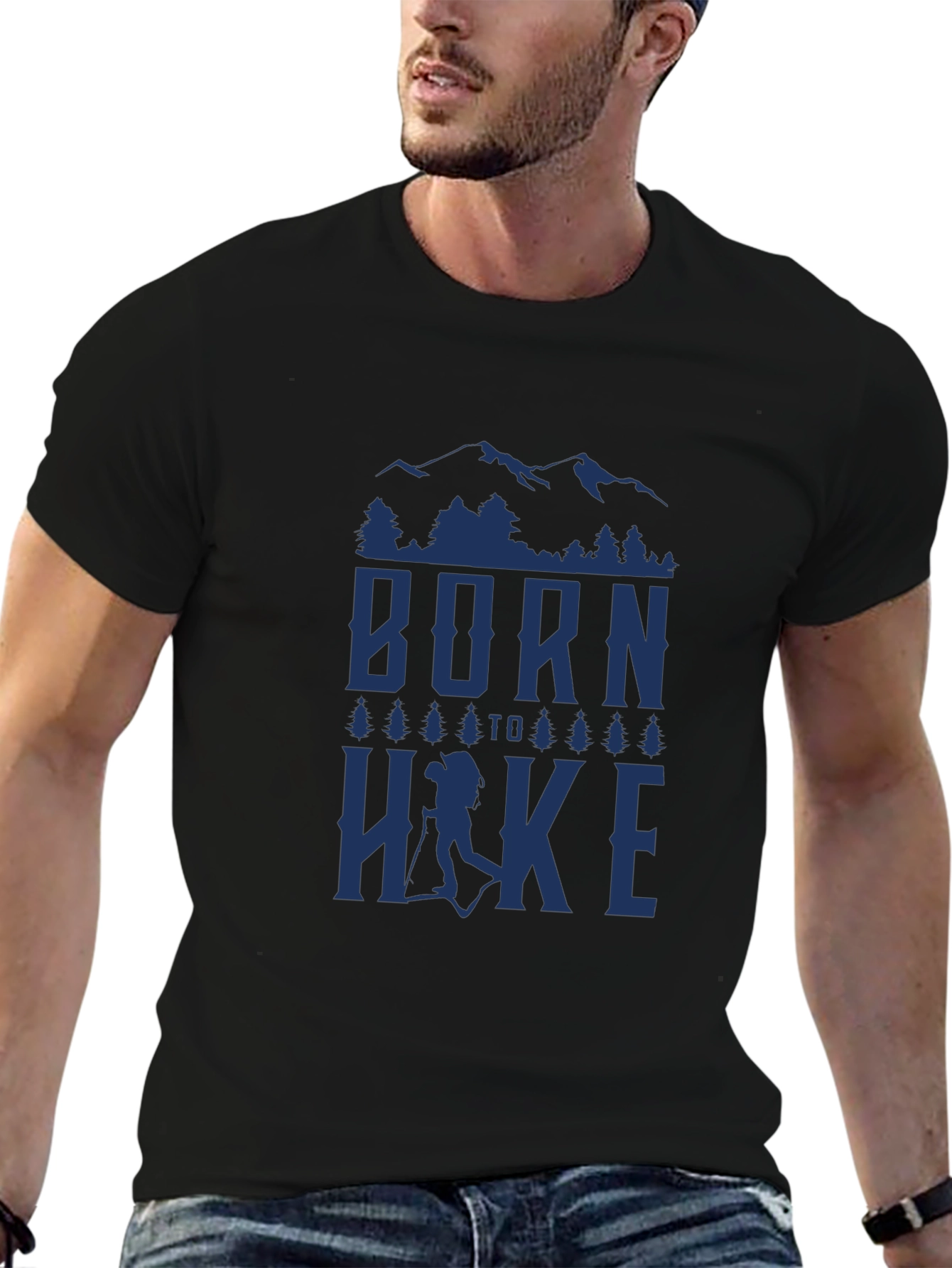 Black Born to Hike Graphic T-Shirt - Nature Adventure Tee view 6